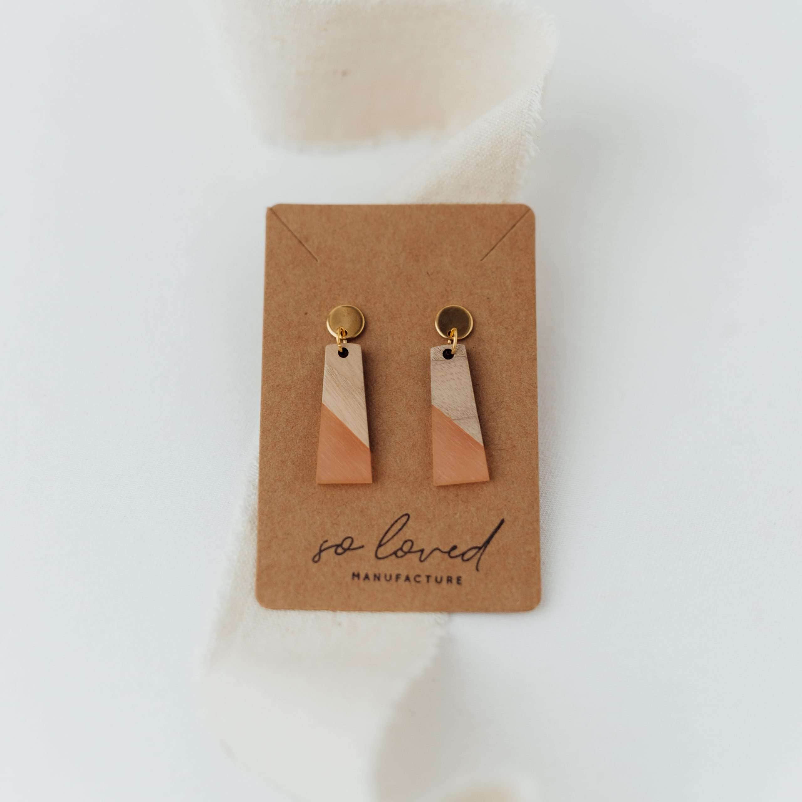 Wooden Trapez | Christliche Ohrringe – Holz/Harz – 925 Silber 14kt vergoldet 14 Elegante christliche Schmuckohrringe aus Holz und Metall für Christen, Geschenkidee.