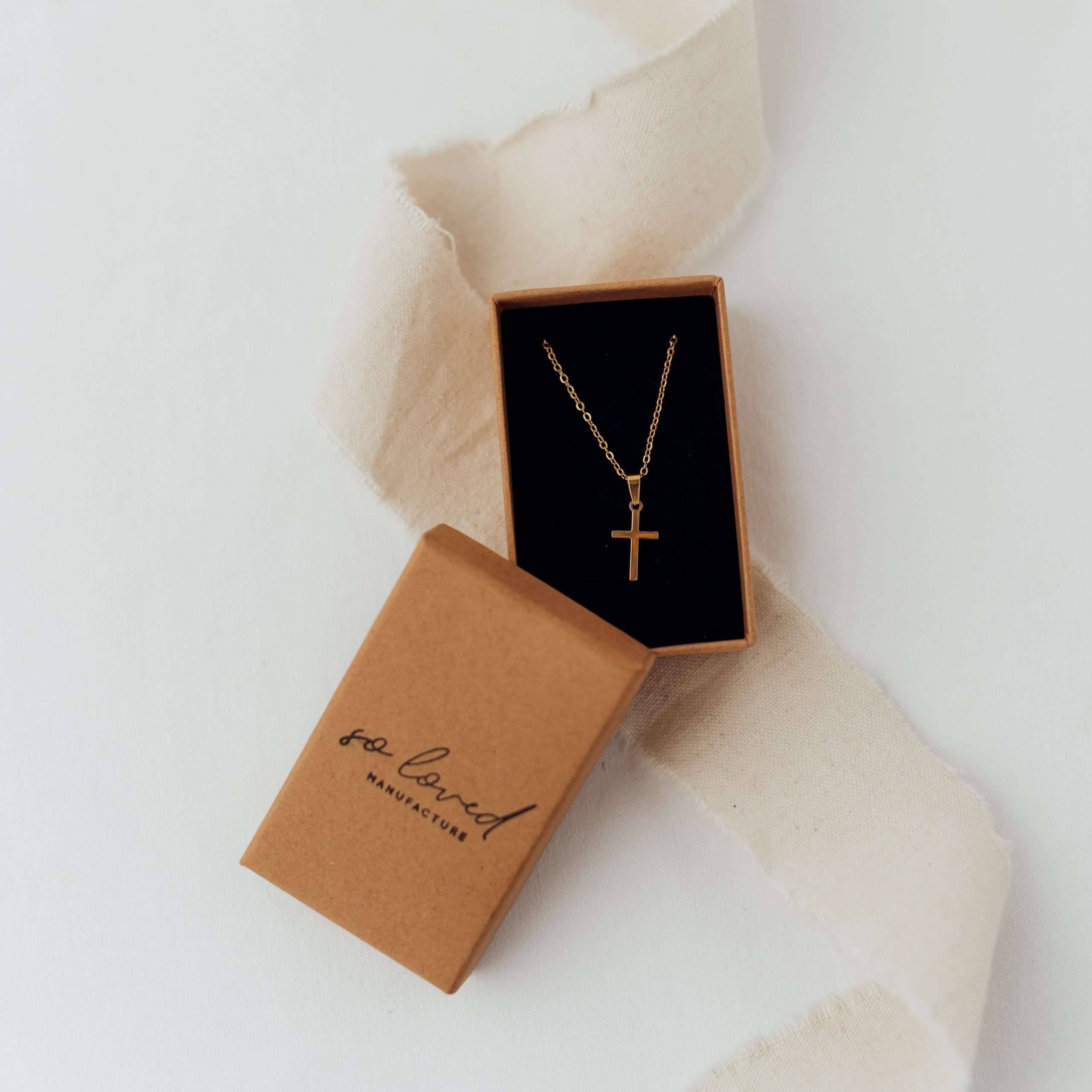 Alive Necklace | Christliche Kette – 304 Edelstahl vergoldet – Kreuzkette 6 Schlichtes christliches Kreuzschmuck-Set in Gold, handgefertigte christliche Halskette.