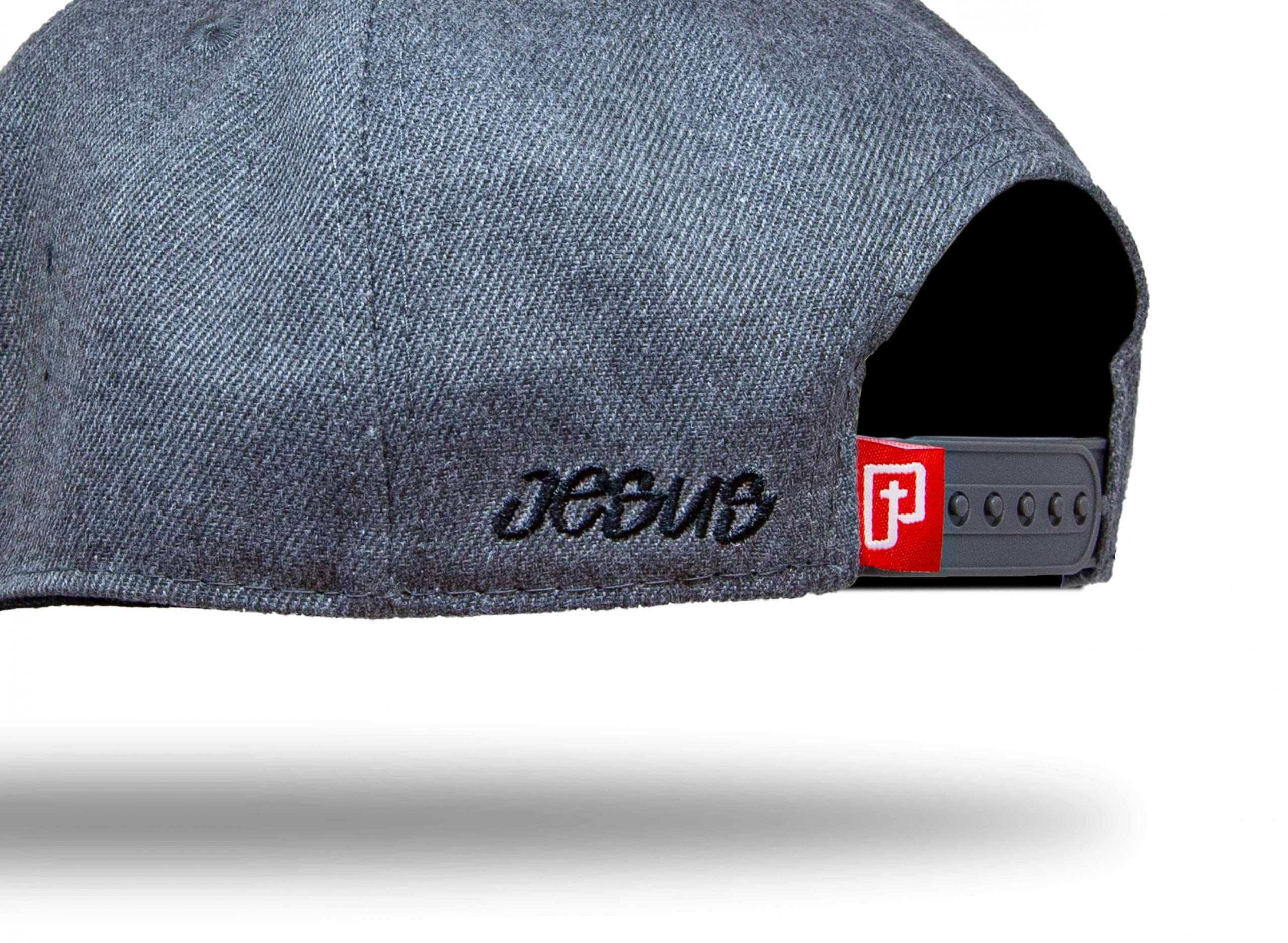The David - Snapback 3 Stylische graue Baseballcap mit christlichem Logo und adjustable Snapback Verschluss.