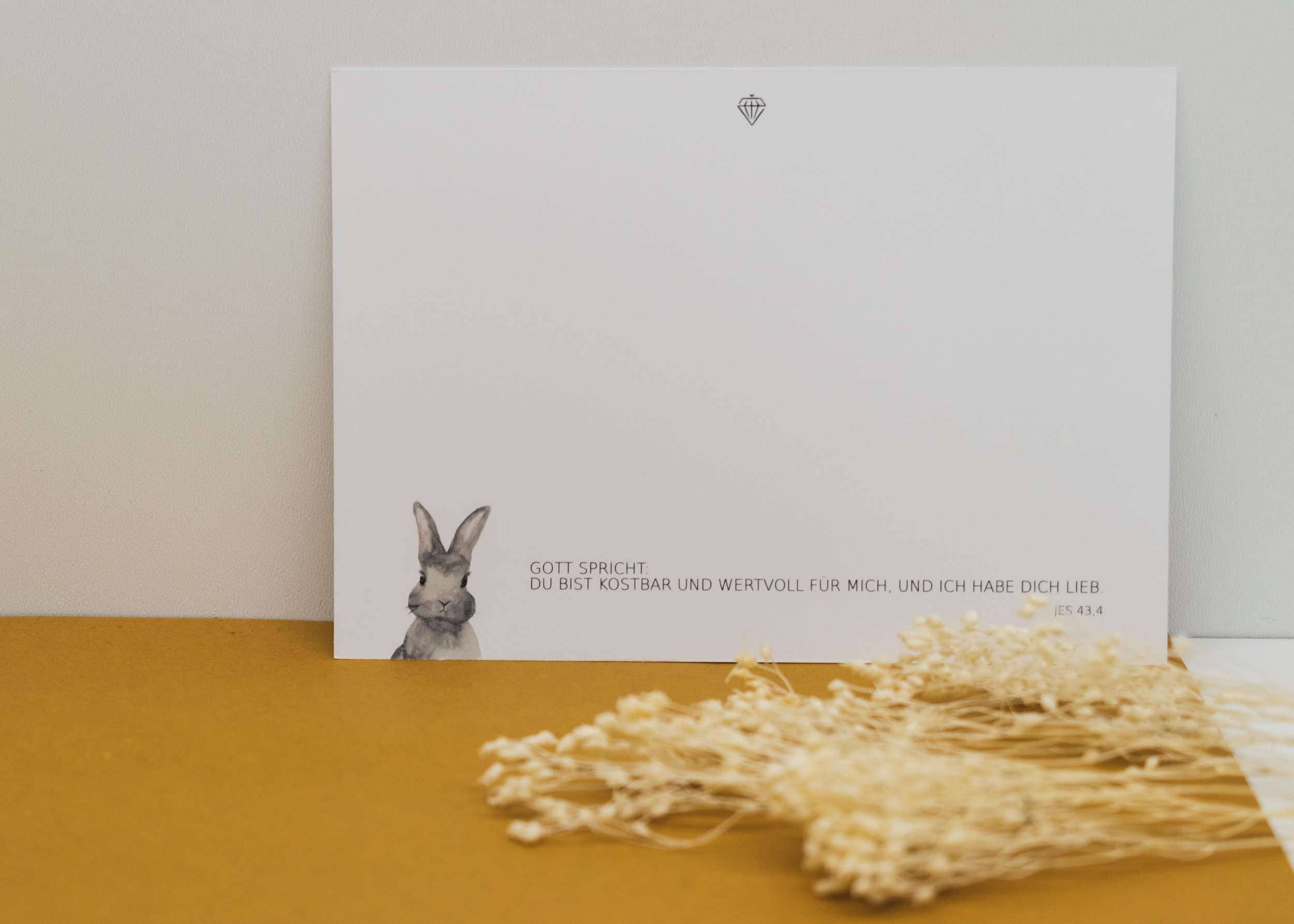 3er Set POSTKARTEN 2 Hochwertiger christlicher Grußkarte mit Hase und Bibelvers für Glaubensbotschaften.