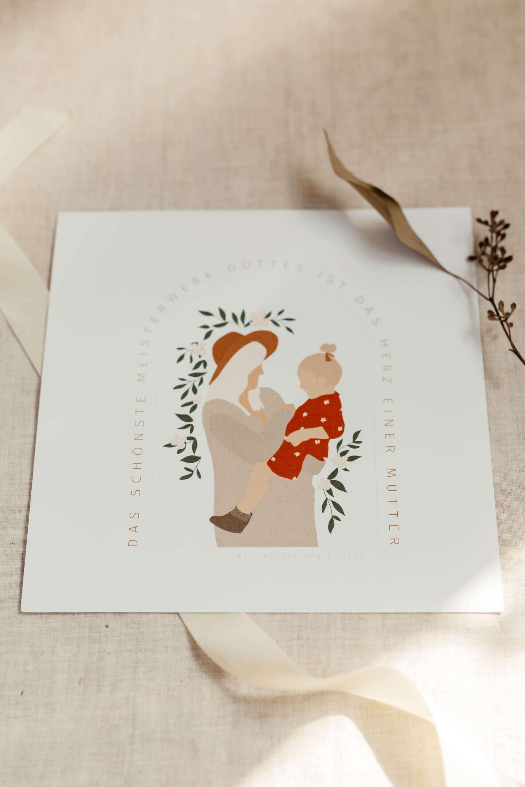 Poster "Das Herz einer Mutter" 2 Ein liebevoll gestaltetes christliches Grußkartendesign für Muttertag, zum Verkauf bei Mookho.de.
