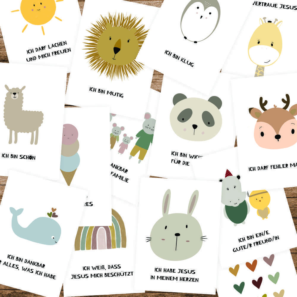 AFFIRMATIONSKARTEN FÜR KINDER: ICH BIN WERTVOLL - 15 KARTEN, DIE MICH STARK MACHEN 5 Liebevolle christliche Grußkarten für Kinder, Glaube, Mut und Freundschaft motivierend.