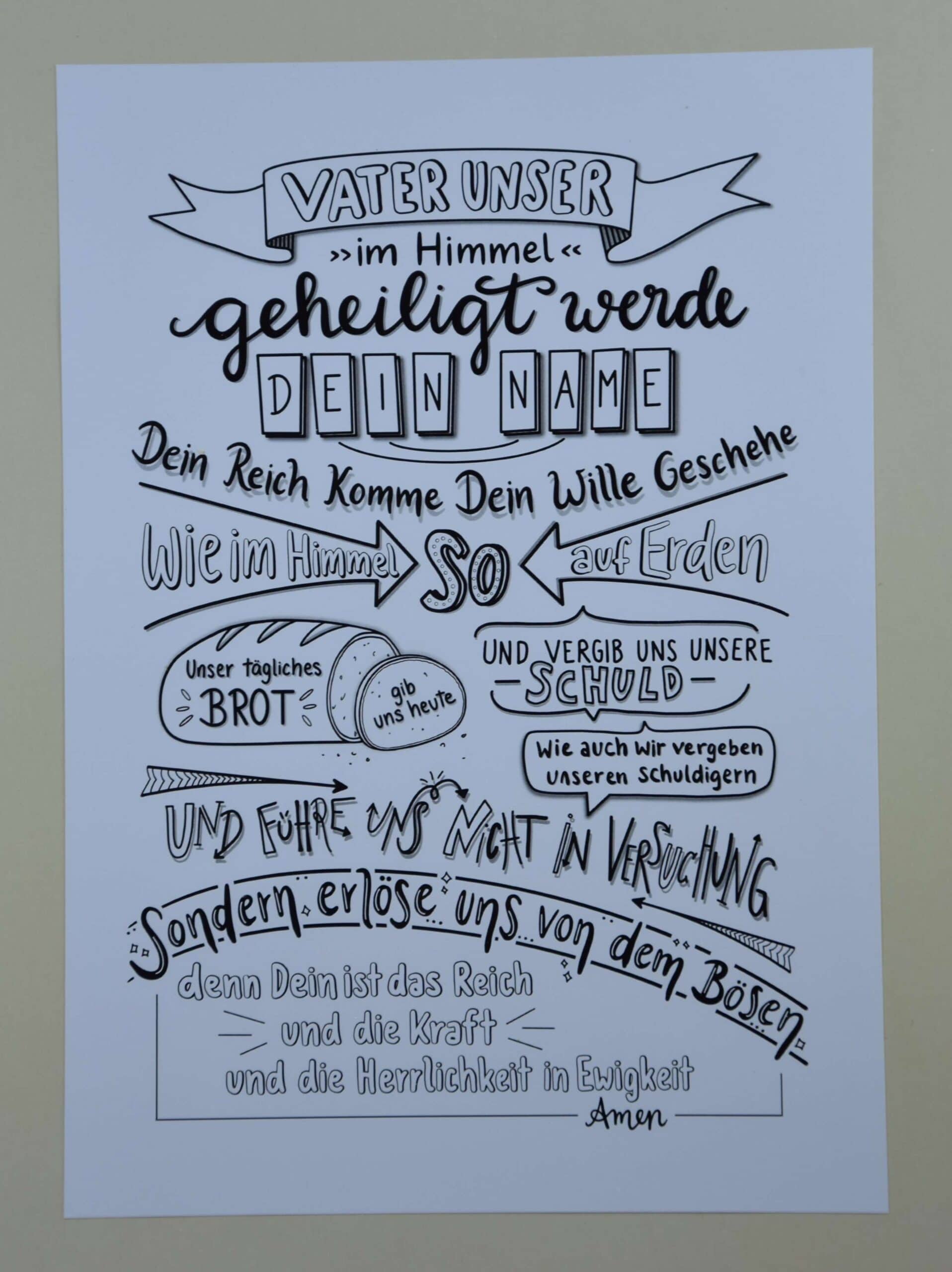 Poster Vater unser A4/A3/A1 9 Gotteswort, Bibelzitat, christliche Botschaft, Gebet, religiöse Inspiration, christlicher Glaube.