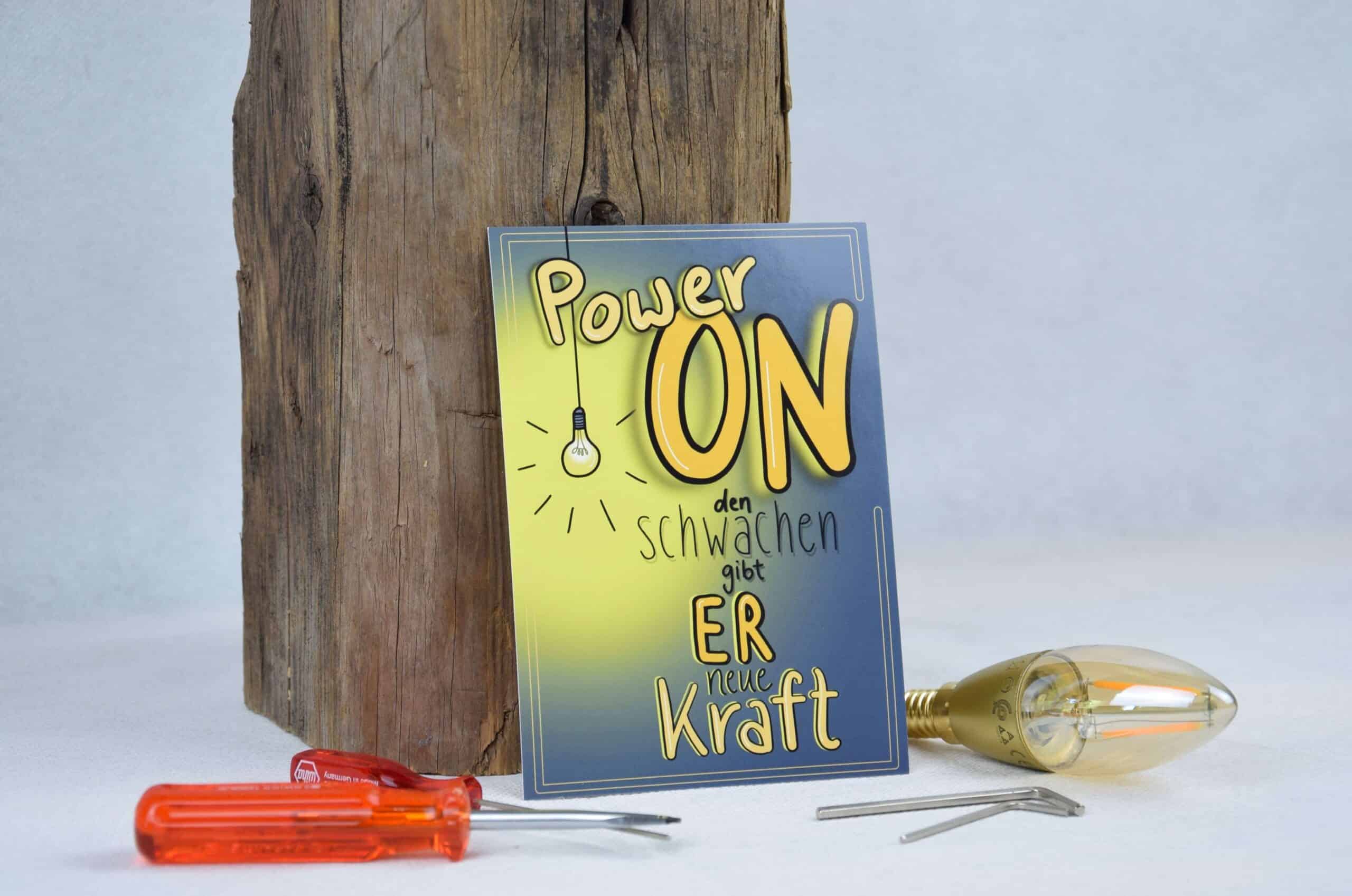 Karte Power on 9 Innovatives christliches Merchandising und inspirierende Bibelzitate bei mookho.de.