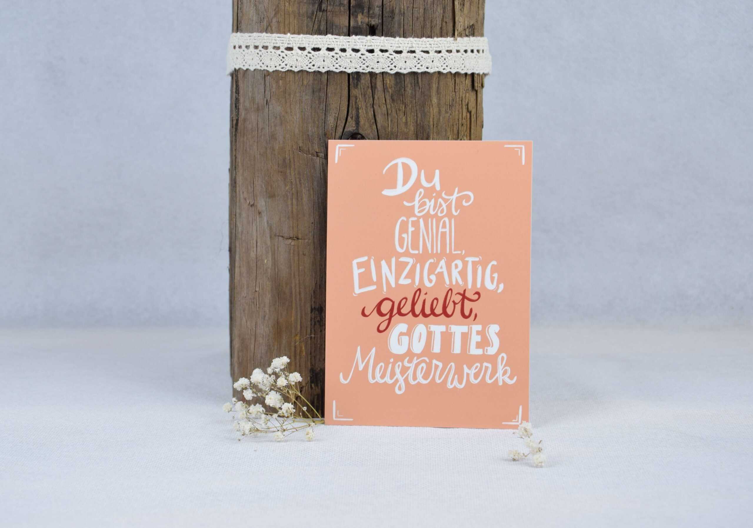 Inspirierende christliche Grußkarte mit Liebe und Glaubensbotschaft, ideal für christliche Marken.