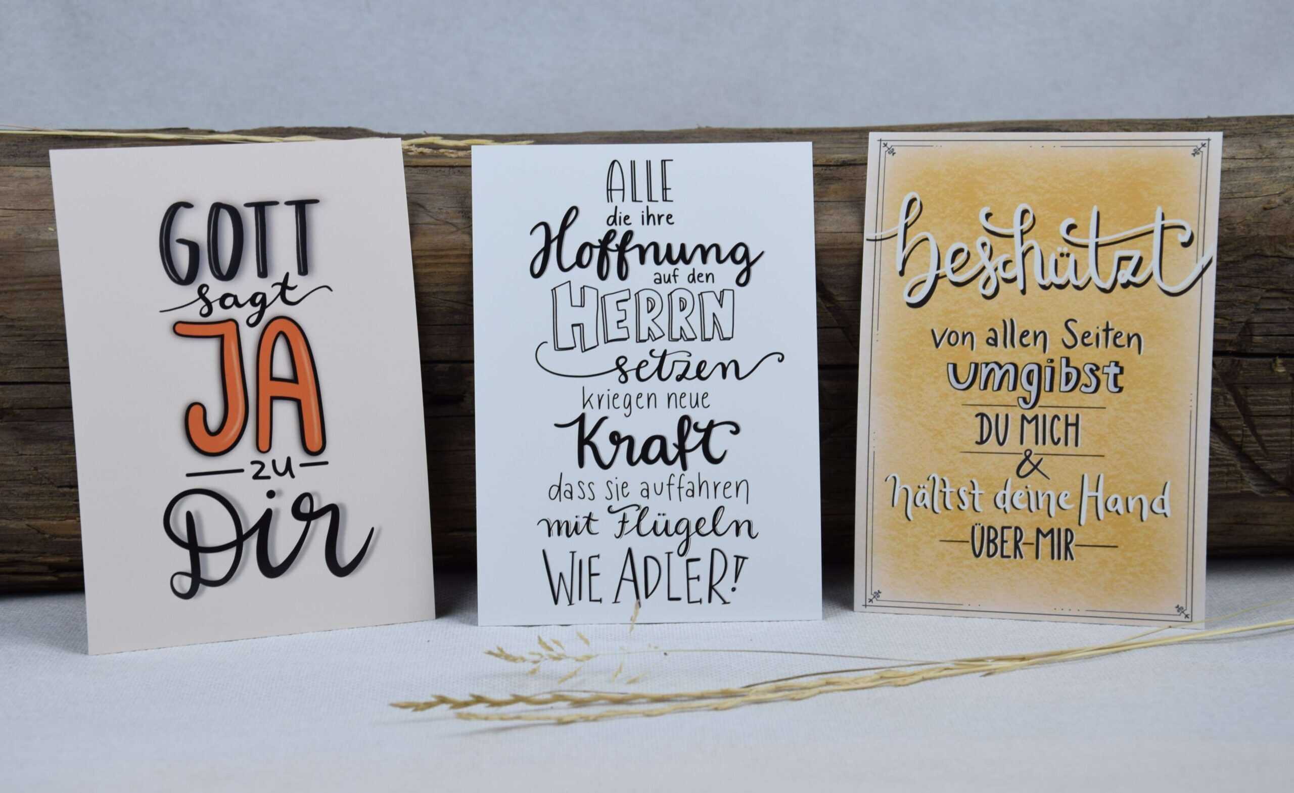 Glaubensbotschaften auf christlichen Grußkarten, Inspiration für Christen, christliche Sprüche.
