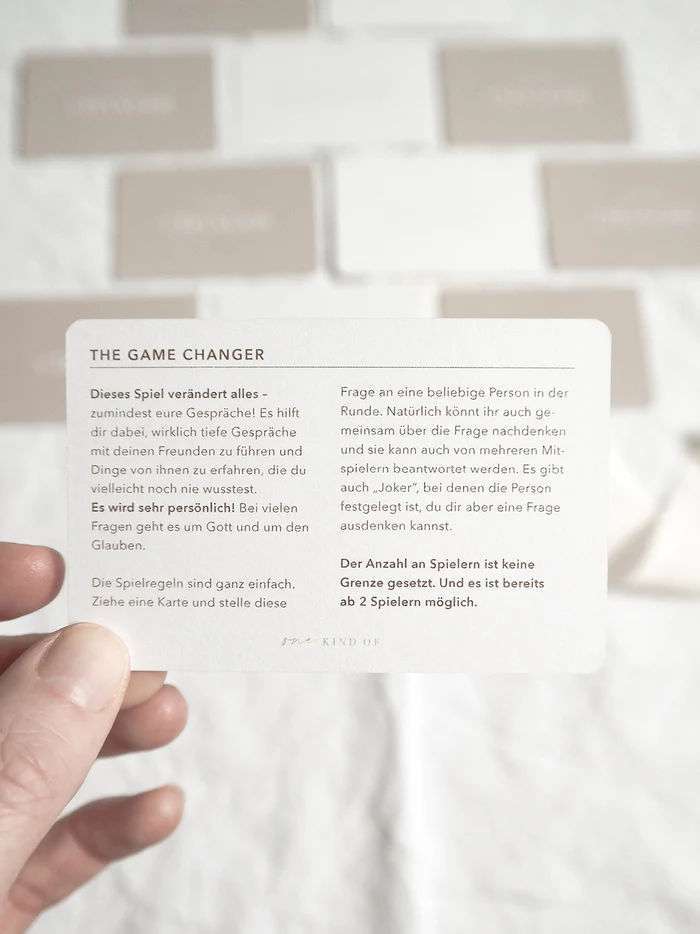 Kartenspiel – The Game Changer 3 Spielregeln für christliche Brettspiele, familiär, einfach, geeignet für kirchliche Events.