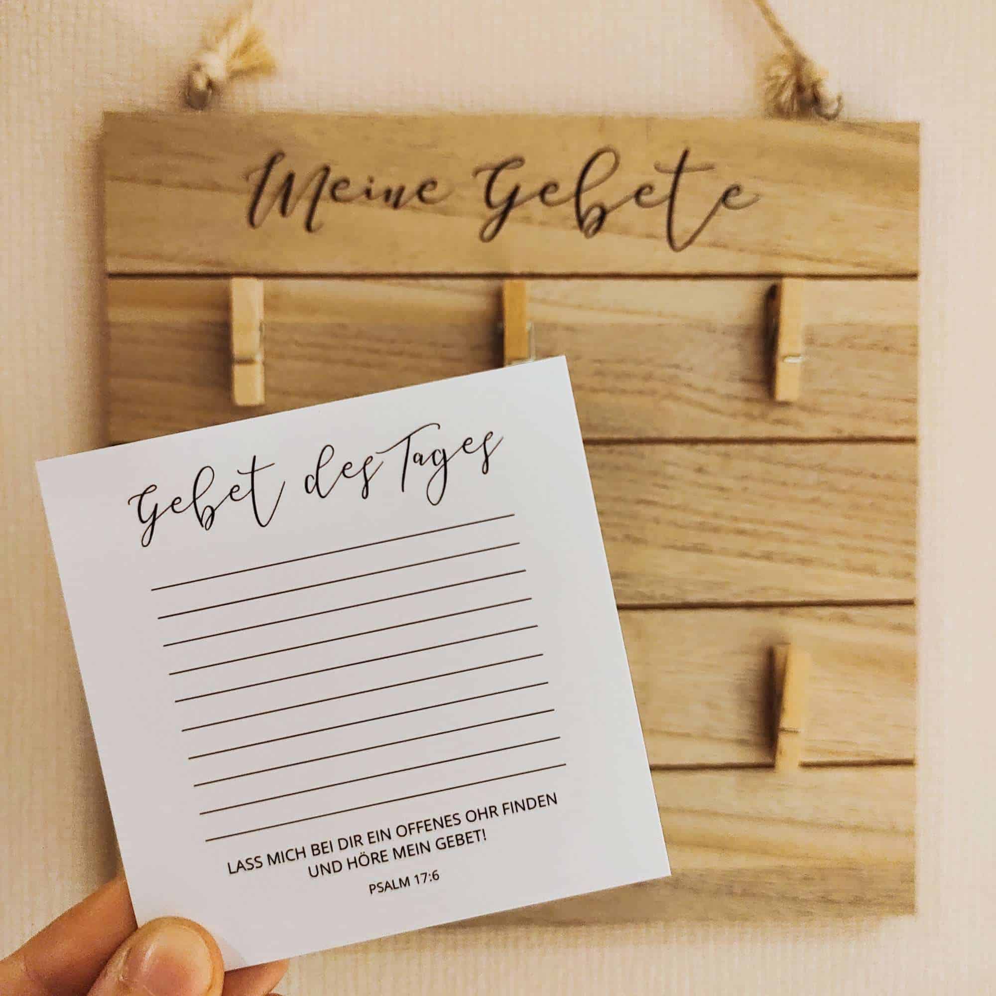 Gebetswand inkl. 50 Gebetskarten 3 Gebetsnotizkarte für christliche Gebetsanliegen, Bibelvers Psalm 17:6.