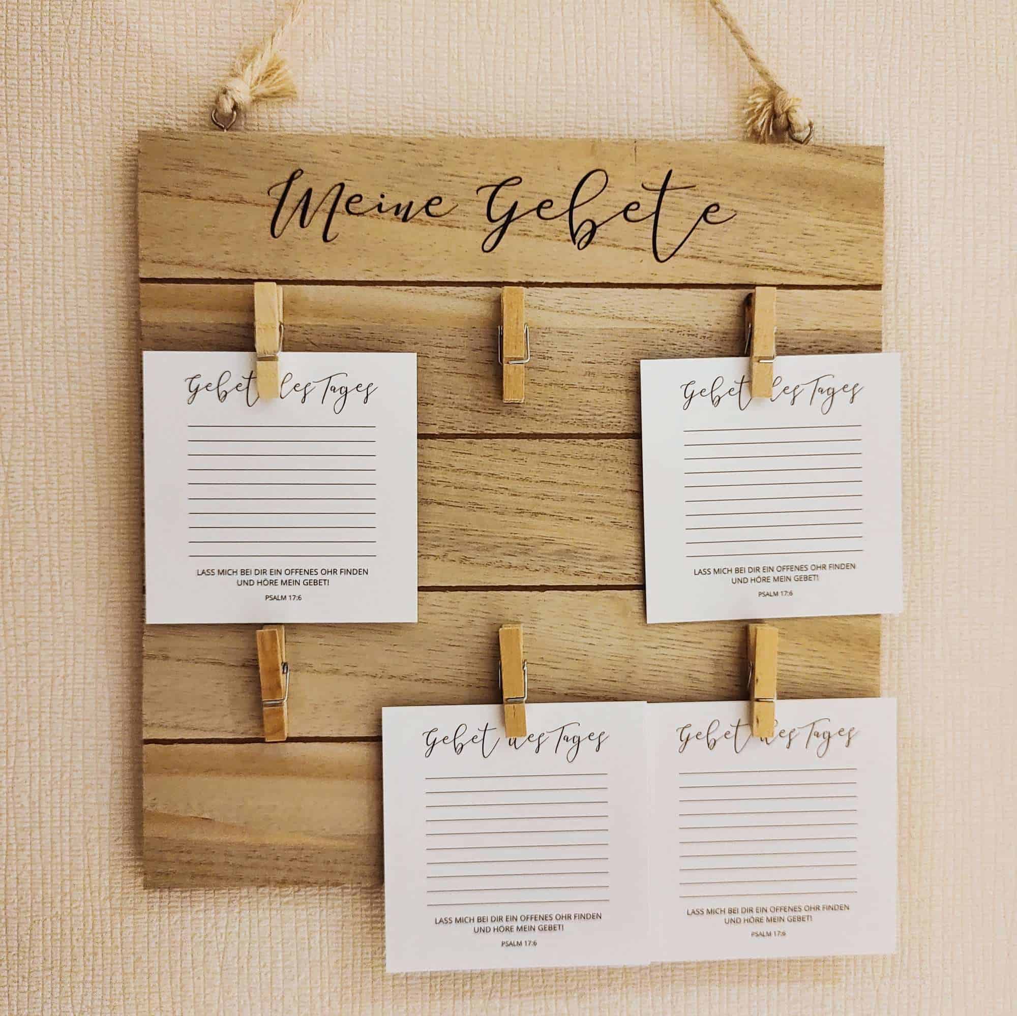 Gebetswand inkl. 50 Gebetskarten 6 Gebetsliste für Christen, Gebetsnotizen, christliche Gebetsvorlage, Bibelvers Psalm 17:6.