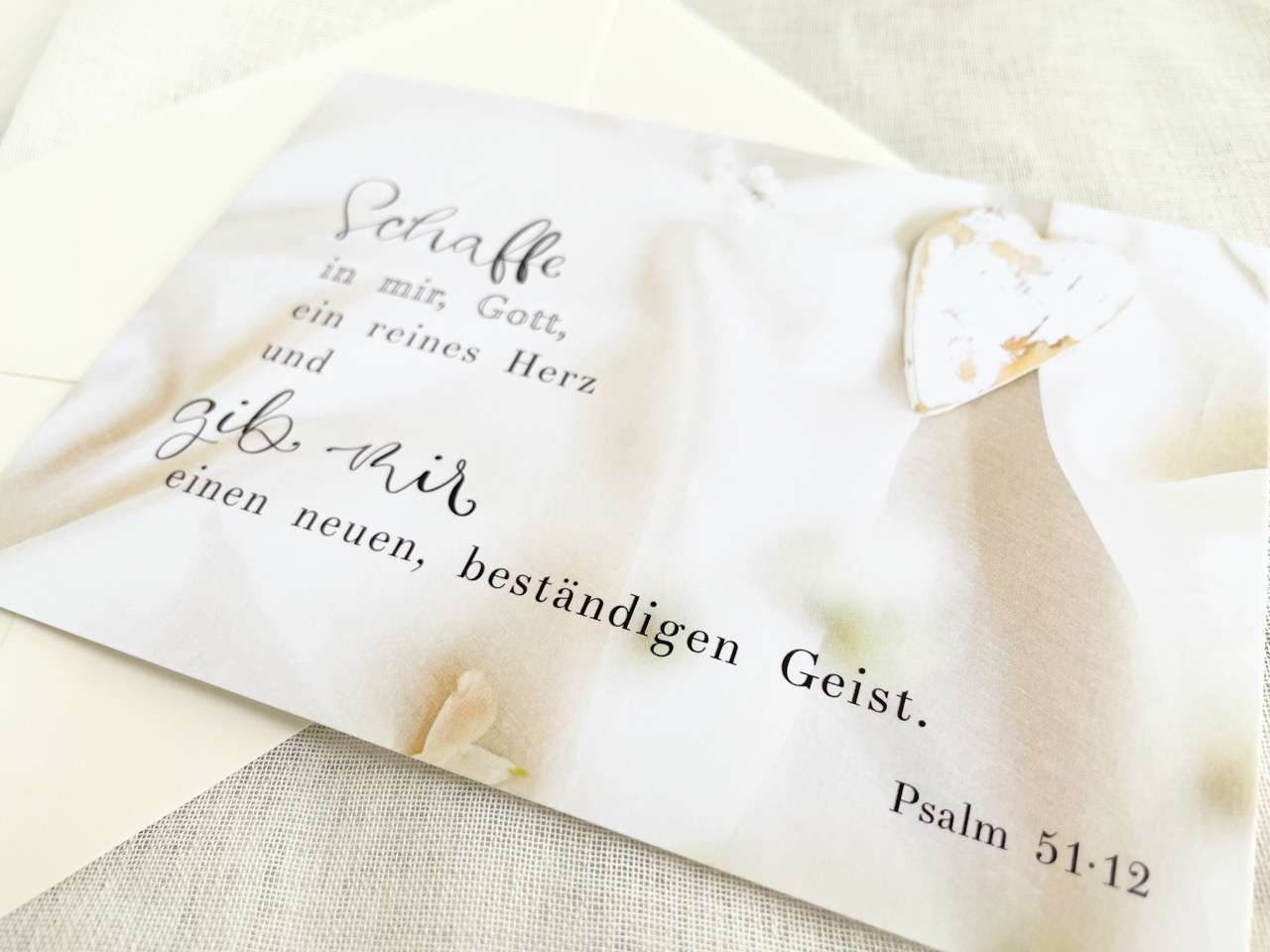 3x Schaffe in mir, Gott, ein neues Herz | Postkarten mit Briefumschlag 2 -positive Bibelzitat, christliche Grußkarte, spirituelle Botschaft, christliches Geschenk, mookho.de.