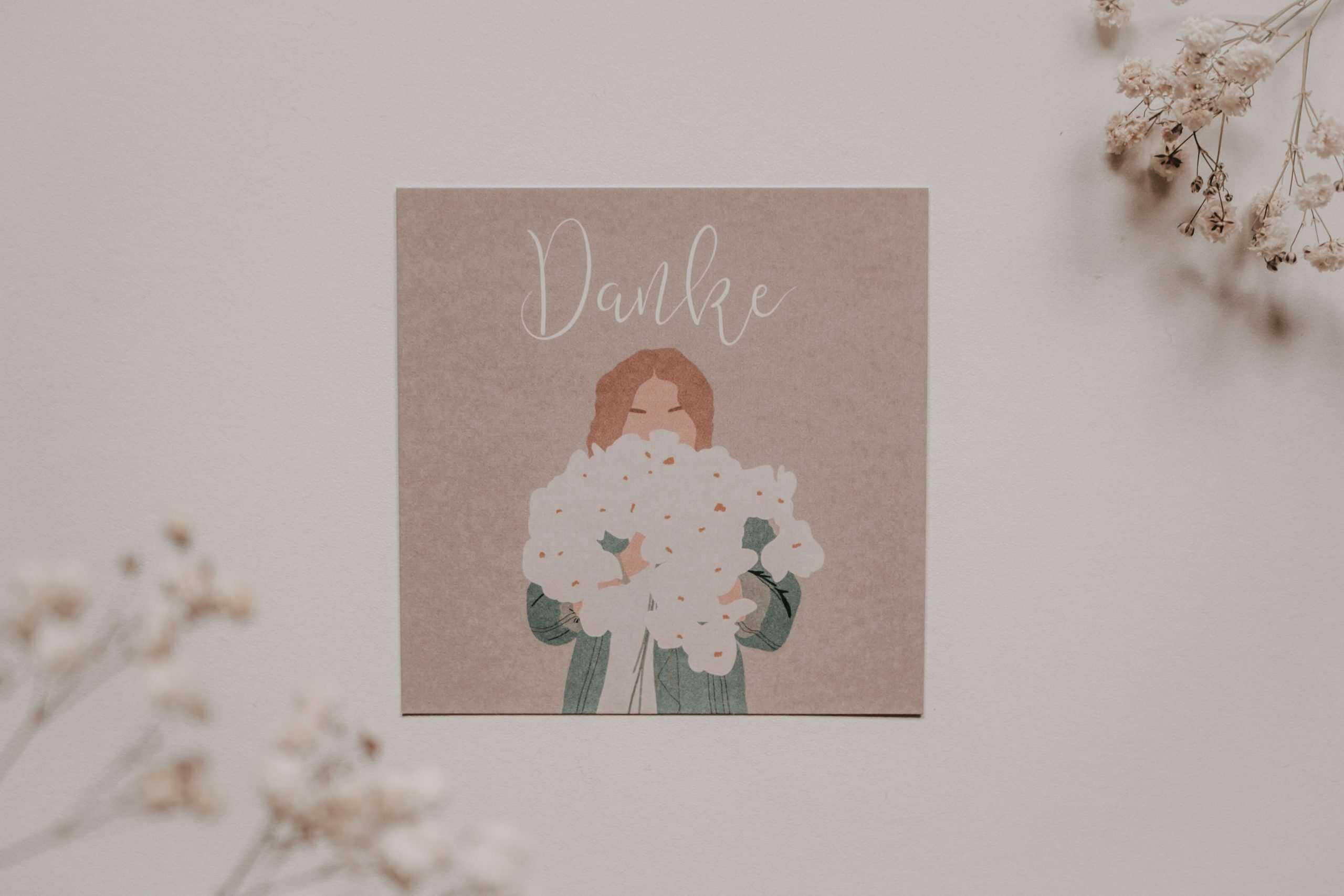 Blumenkarte mit Dankesgruß für christliche Grußkarten auf Mookho.de.