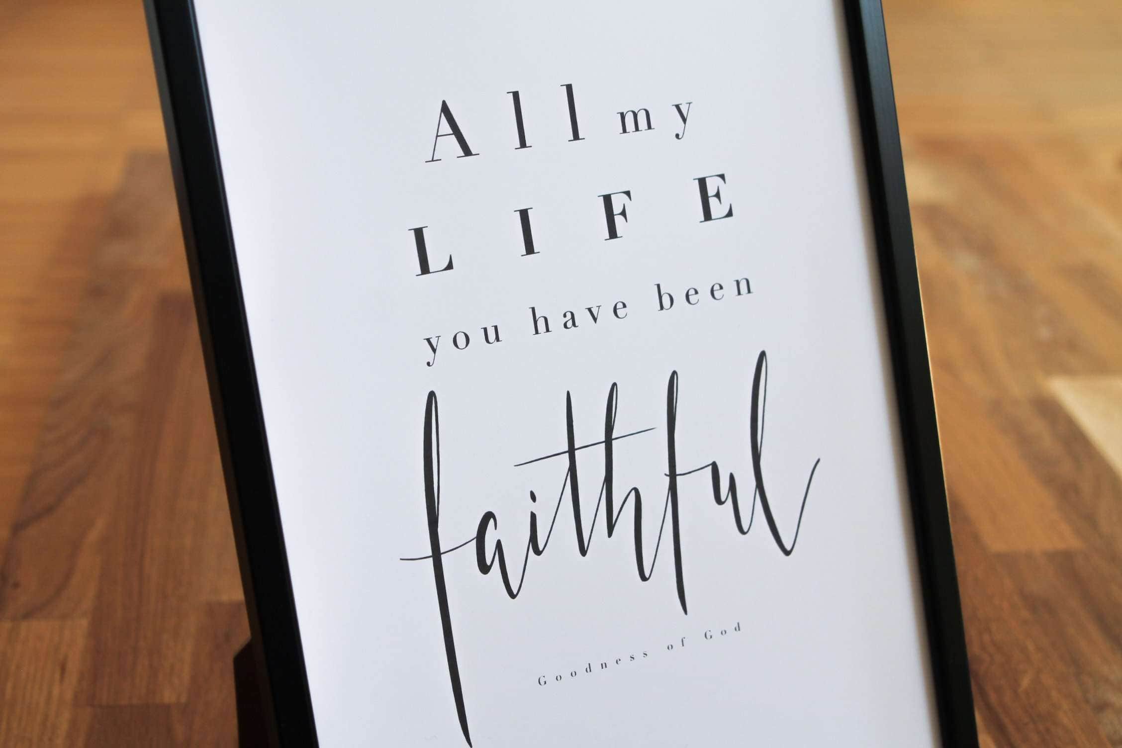 Poster "faithful" 2 Optisch inspirierende christliche Glaubensbotschaft auf digitalem Display.