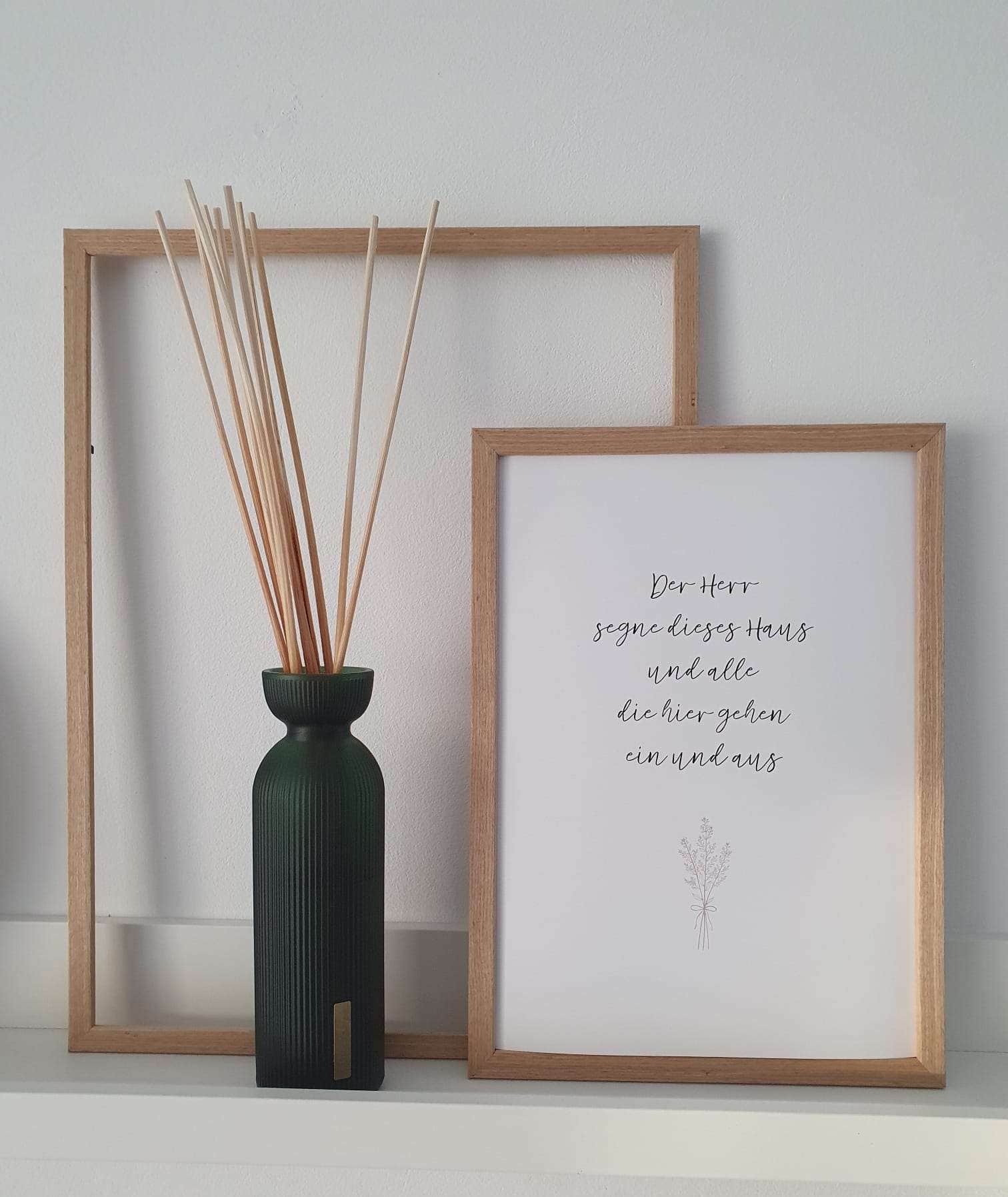 Poster A4 - Haussegen 2 Segensspruch auf Holzrahmen, christlicher Dekor, Mood an Weihnachten, Gebet, christliche Botschaft.