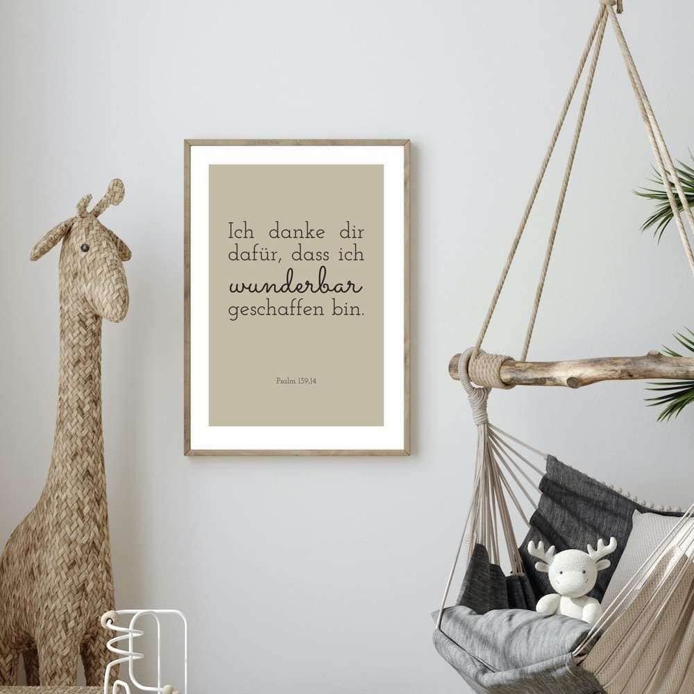 POSTER WUNDERBAR - PSALM 139,14 3 Liebevolle christliche Wohnaccessoires für das Zuhause.