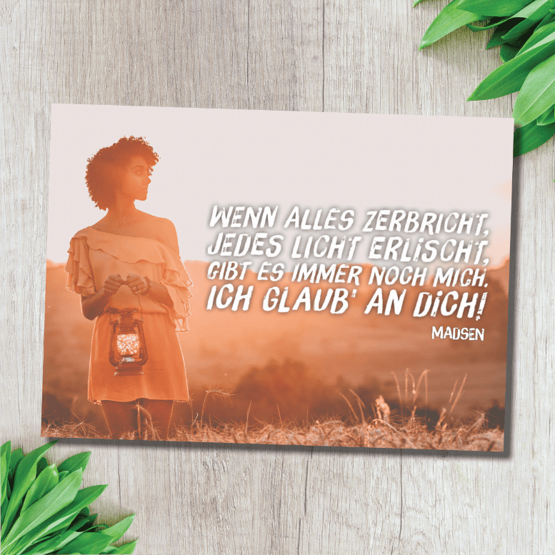 Postkarte - Wenn alles zerbricht 1 Licht und Glauben, christliche Botschaft, inspirierende Zitate, christliche Bilder, Madsen.