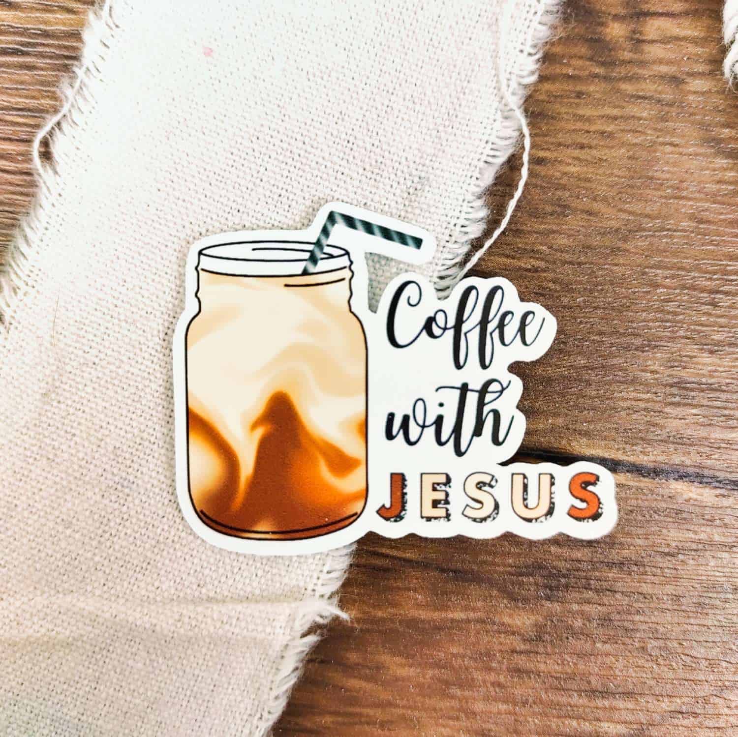 5x Coffee with Jesus - Sticker 3 Stickers mit Bibelvers und Kaffee, christliches Geschenk, Jesus und Glauben, christliche Marken.