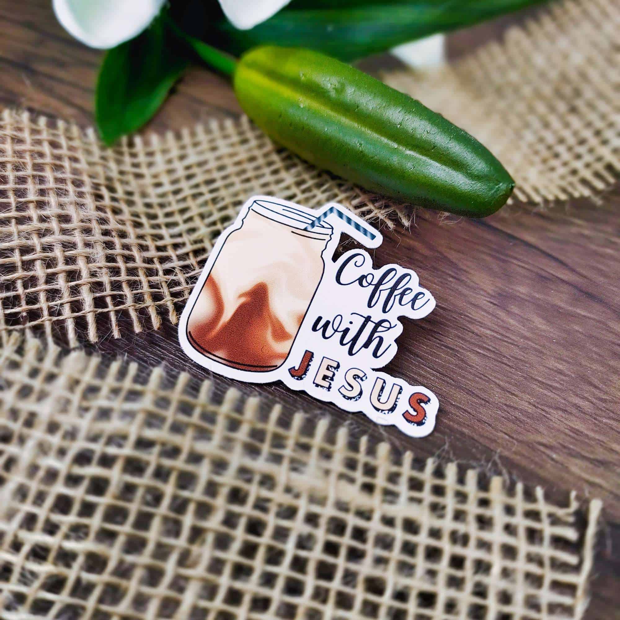 5x Coffee with Jesus - Sticker 2 Glaube inspiriertes Kaffeetattoo mit Jesus-Motiv, Christlicher Marken-Shop, mookho.de.