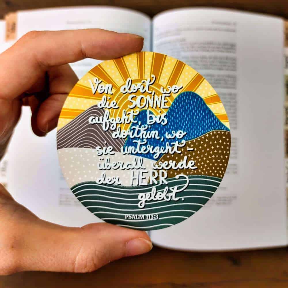 5x Psalm 113, 3 – Sticker 4 Gebetskarte mit Bibelvers, christliche Inspiration, Jesus, Glauben, Psalm 113.3.