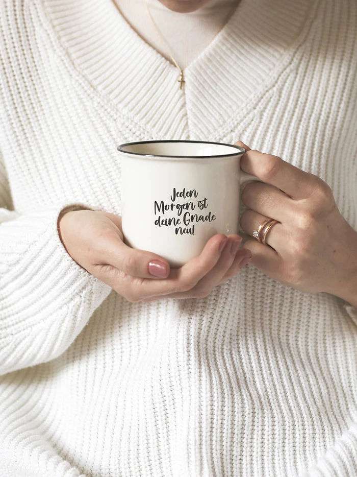 Keramik-Tasse – Gnade 3 Gebetstasse mit christlicher Botschaft für Glaubensstärkung, Geschenkidee.