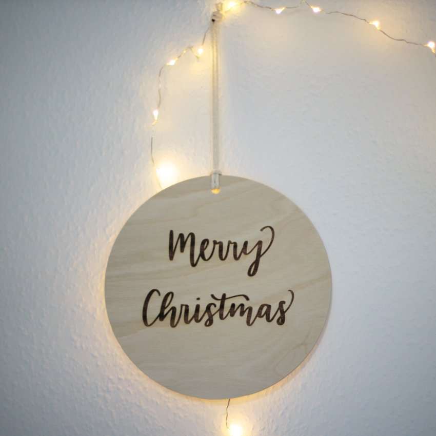 Merry Christmas - Holzschild 1 Festliche Weihnachtsdeko mit "Merry Christmas" Schriftzug, christliche Geschenkidee.