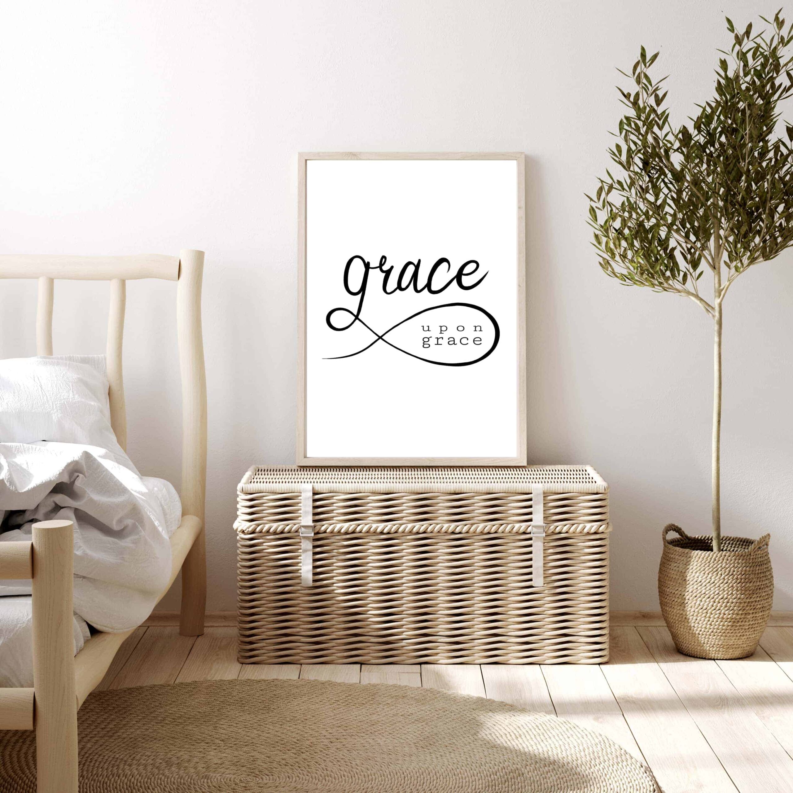 POSTER GRACE UPON GRACE 3 Inspirierende christliche Wanddekoration mit Zitat "Grace" für Zuhause, Gebet, Kirche.