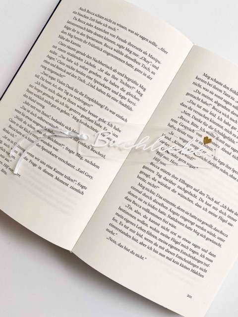 Kleines Lesezeichen aus Acrylglas | mit Satinband in Weiß | Buchliebe 6 Bücher über christliche Werte und Glaube auf Mookho.de.