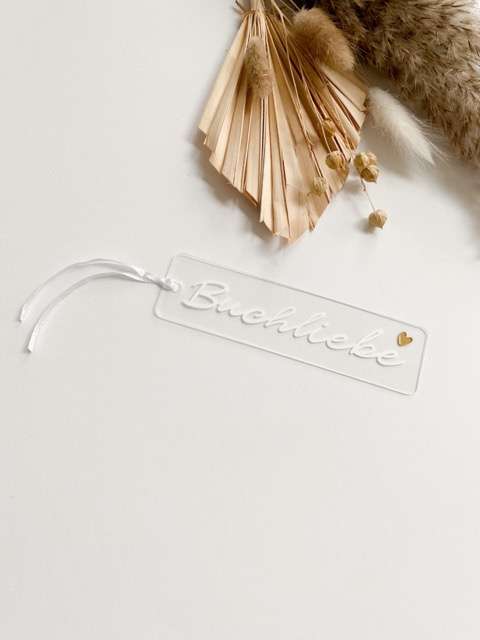 Kleines Lesezeichen aus Acrylglas | mit Satinband in Weiß | Buchliebe 2 Hochwertige christliche Grußkarte mit "Glaube" Motiv, ideal für religiöse Grüße.