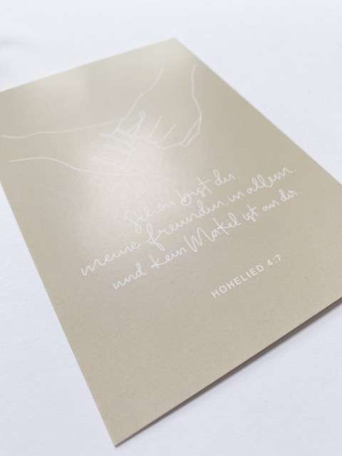 3er Set Postkarte DIN A6 | Hohelied 4:7 | Christliche Papeterie | für die Freundin, Partnerin oder Ehefrau 2 Segenskarte mit biblischem Spruch für Christen Glaube und Hoffnung.