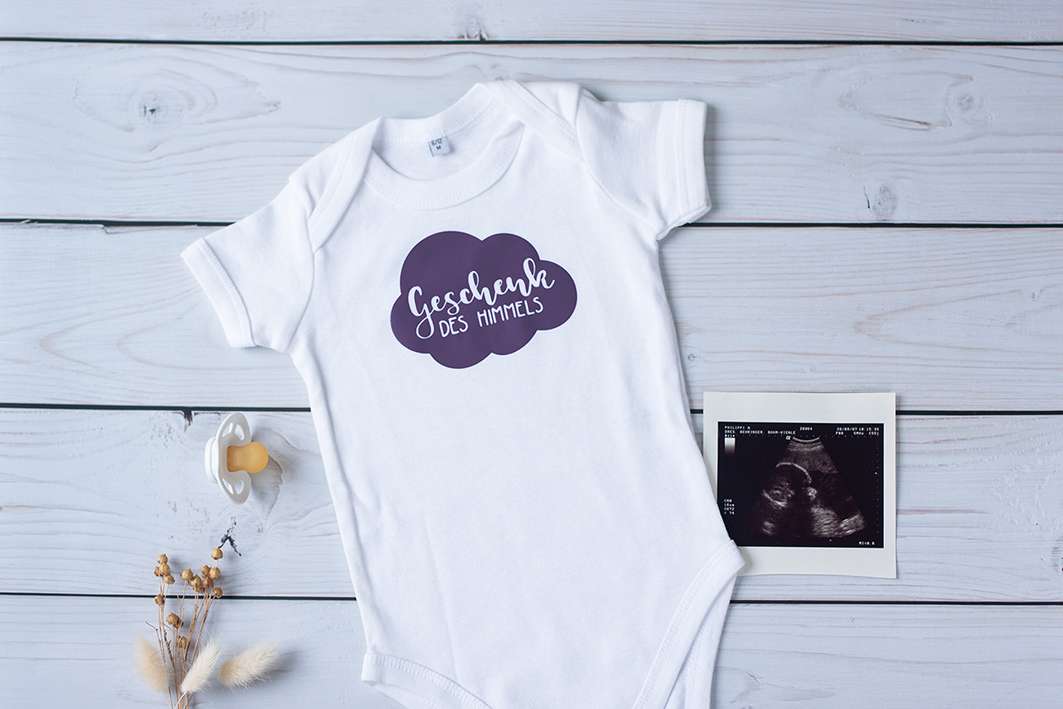 Babybody "Geschenk des Himmels" kurzarm 12 Geschenk des Himmels Babykleidung mit Ultraschallbild, christliche Babygeschenke, christliche Markenplattform.