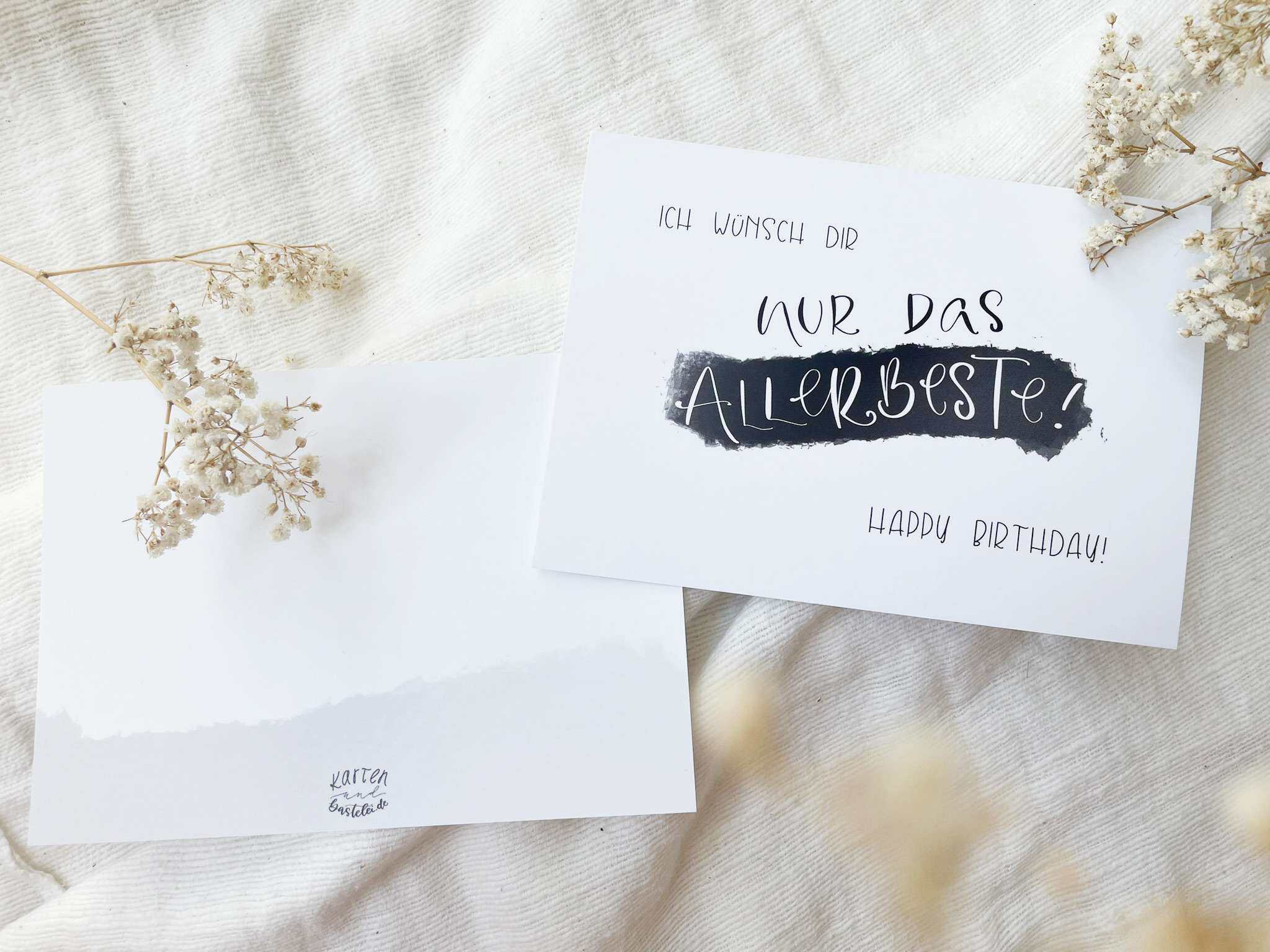 3x Ich wünsch dir nur das Allerbeste Happy Birthday! | Postkarten | für den besten Freund, Ehemann, Papa 3 Himmlische Geburtstagskarte mit christlichem Glückwunsch und weißen Blumen.