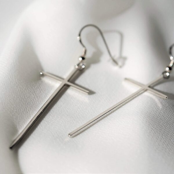 Hochzeits-Ohrringe mit Kreuzdesign, christliche Schmuckstücke, Edelstahl Ohrringe.