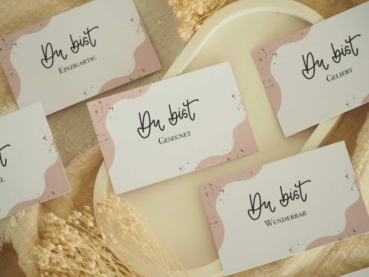 Ermutigung für Frauen, Minikartenset Du bist schön, 6er Set 6 Du bist einzigartig, liebevoll, gesegnet, wunderbar – christliche Grußkarten für Inspiration.