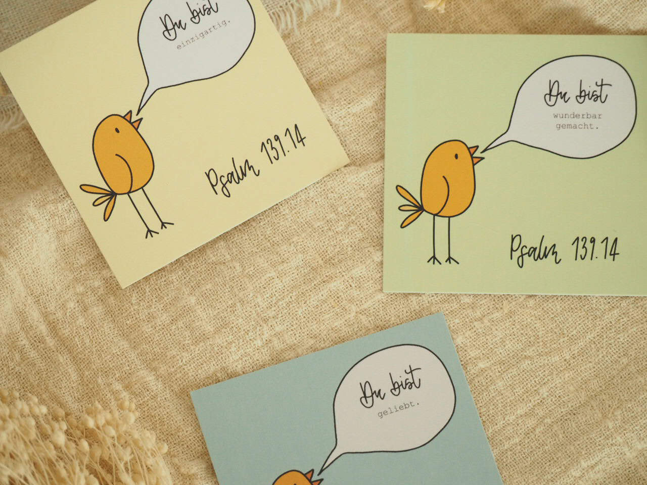 Ermutigung für Kinder, Du bist mutig, Minikartenset 6er Set 5 Liebevoll gestaltete Grußkarten mit christlichen Sprüchen, Bibelversen, religiösem Design.