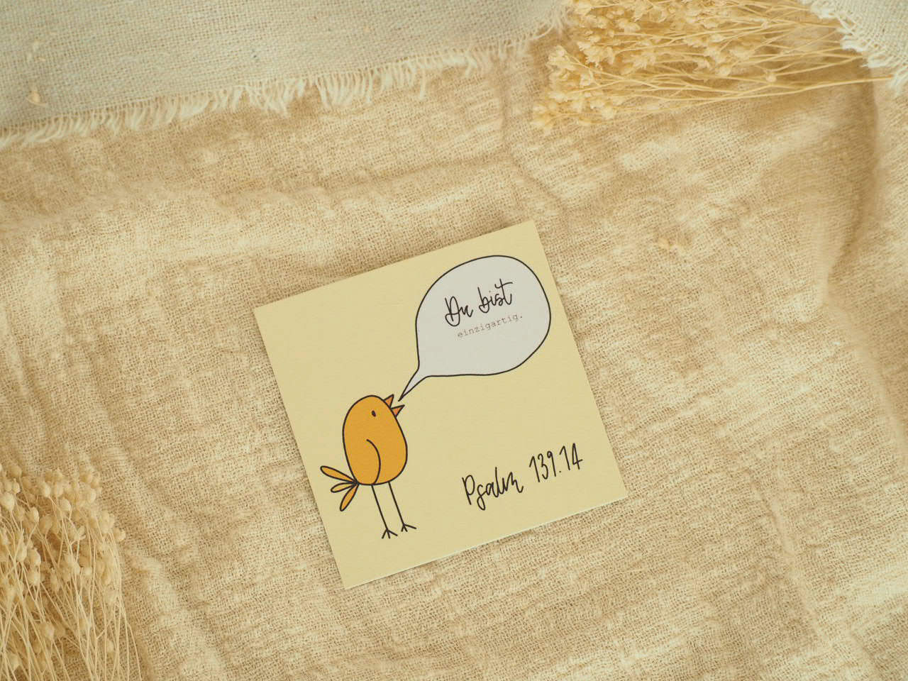 Ermutigung für Kinder, Du bist mutig, Minikartenset 6er Set 6 Himmlischer Grußkarte mit Bibelvers Psalm 139:14 und Vogelillustration, christliches Geschenk.