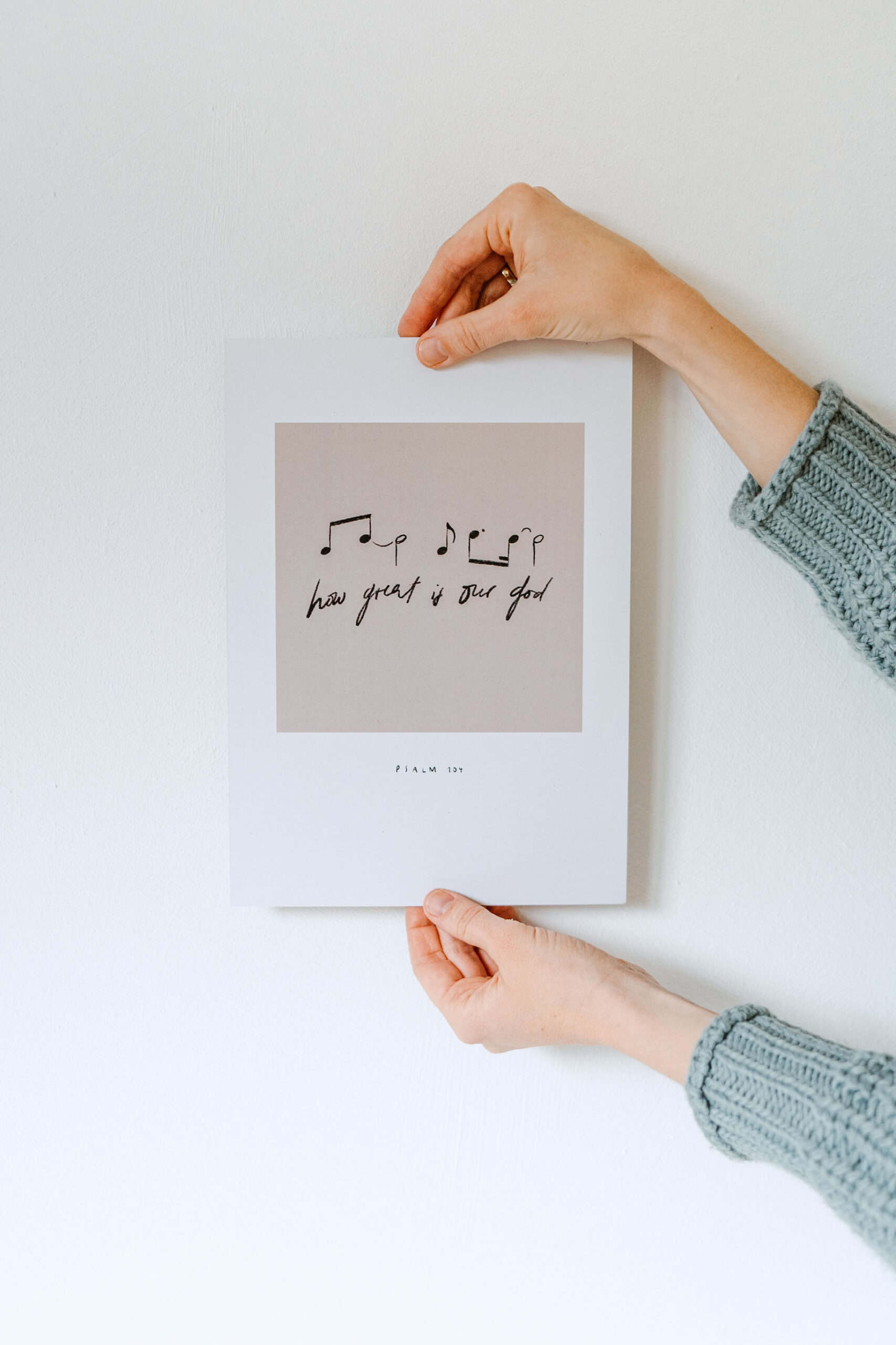Himmlischer Musikpostkarte mit Psalm 107, christliche Grußkarte, religiöser Gruß.