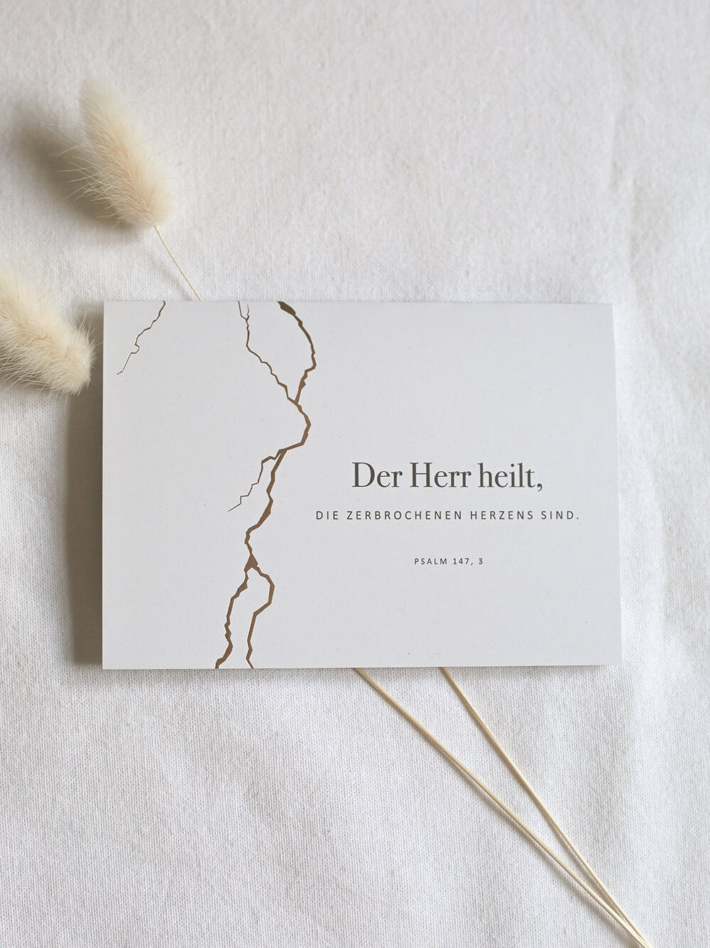 Klappkarte mit Umschlag – Zerbrochenen Herzens 3 Segenskarte mit christlicher Bibelstelle und zerbrochenem Herzen, Glauben und Trost.