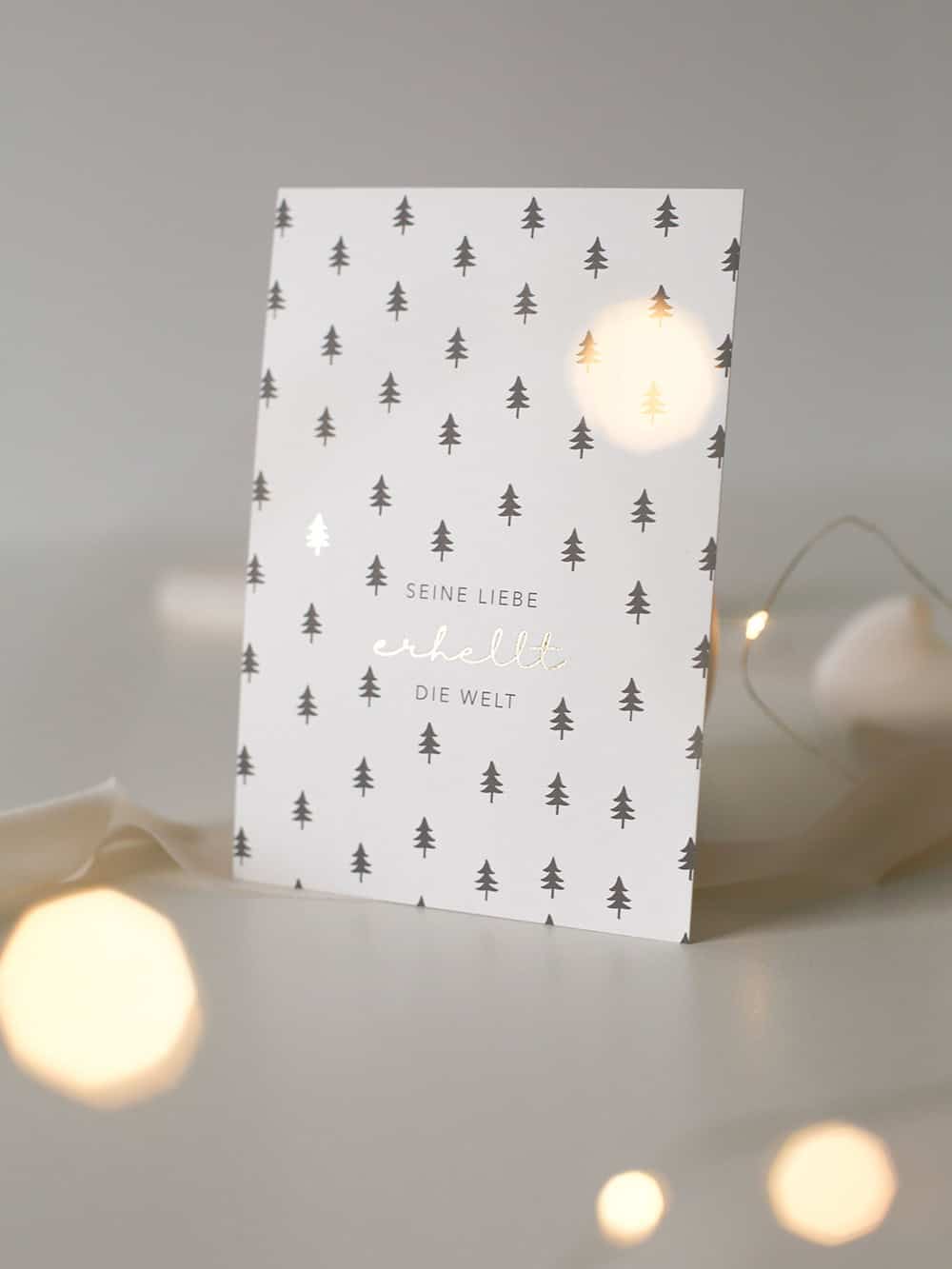 6er-Set Weihnachtskarten 2 Frohe Weihnachtskarten mit Tannenzweigen für christliche Gestaltung, nachhaltiger Papierdruck.