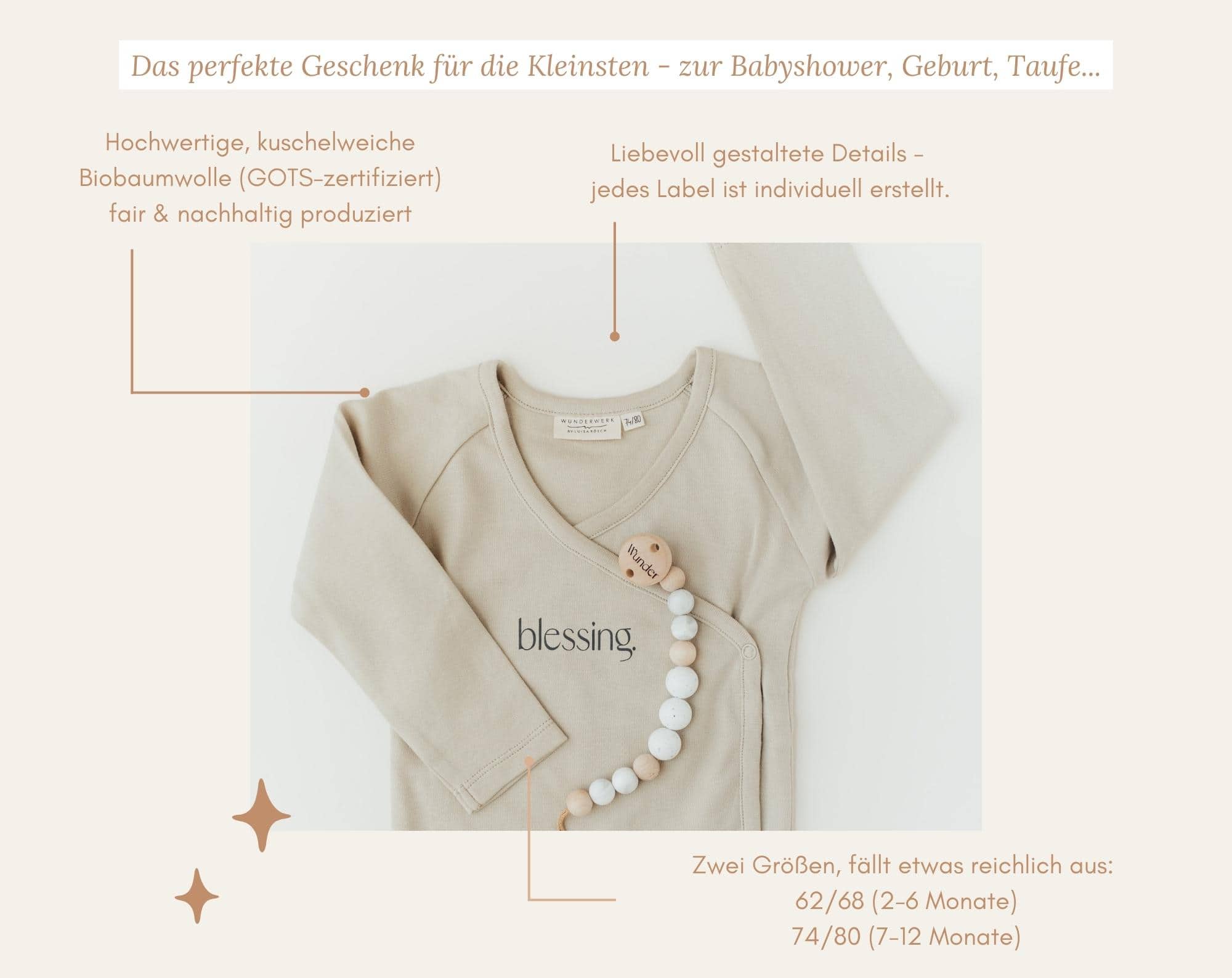 Babybody - BLESSING 15 Sanfte Bio-Baumwolle Babystrampler, nachhaltige christliche Kindermode.