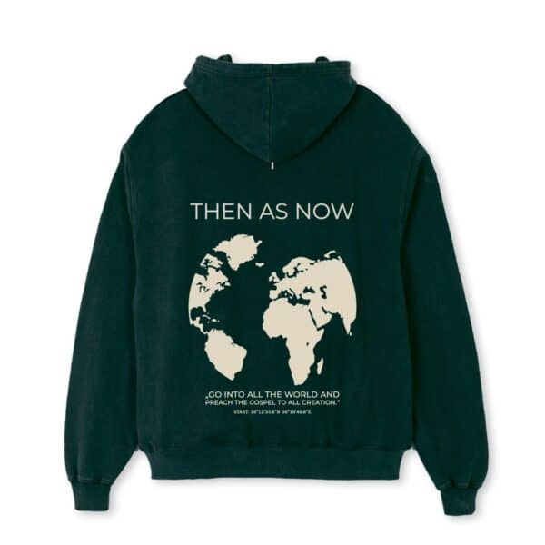 Hoodie mit Weltkarte und Bibelvers, christliche Mode, christlicher Hoodie, Glaubensbekleidung.