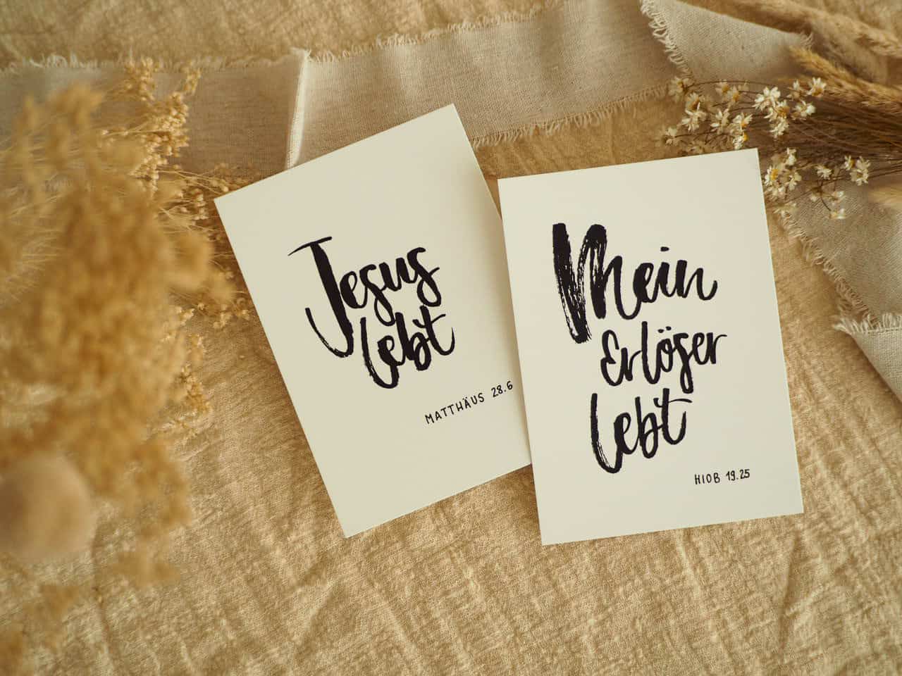 Karten zu Ostern, Auferstehung, 3er Set, DIN A6 5 Jesus Herrscher des Lebens, Bibelzitate, christliche Karten.