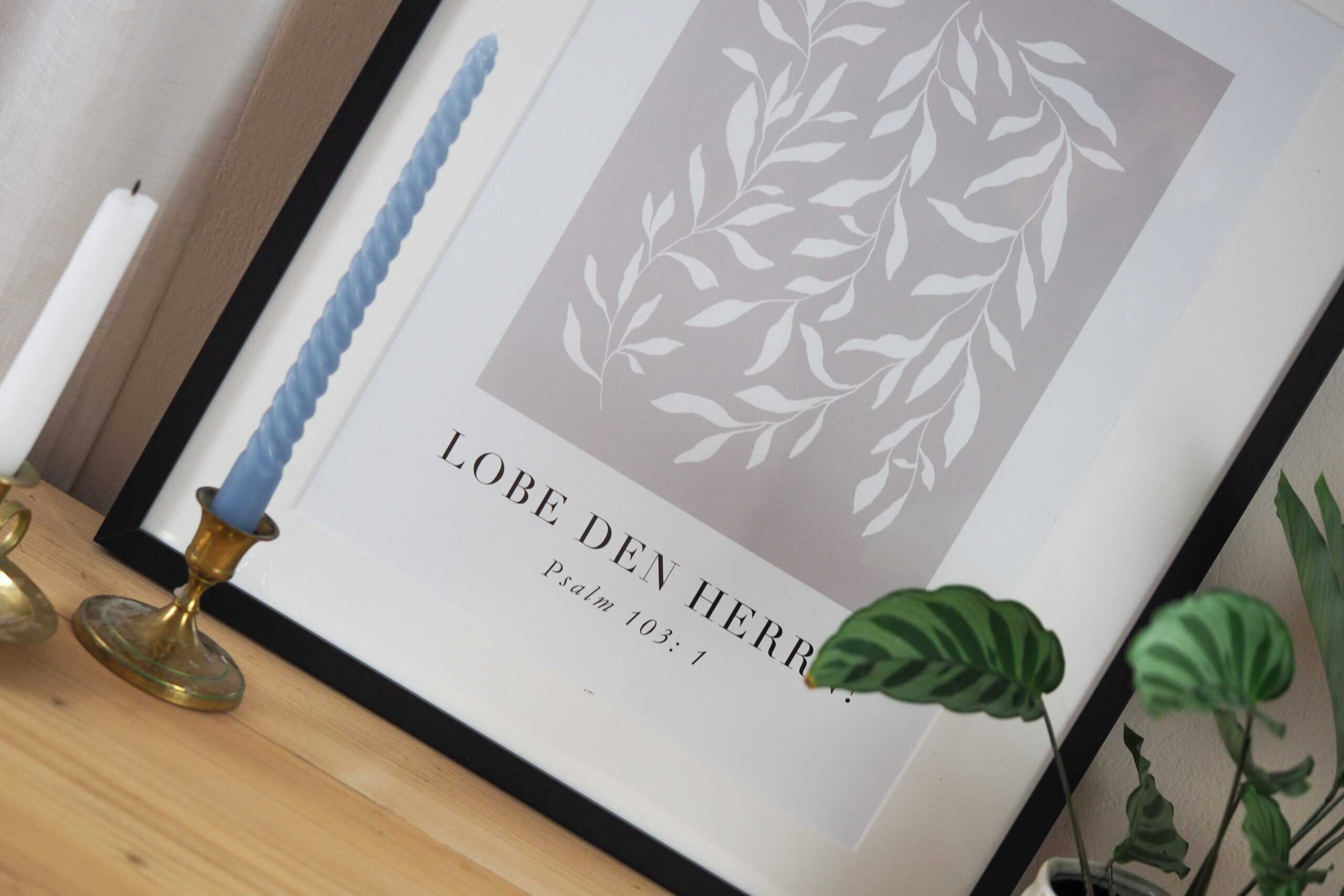 Poster "Lobe den Herrn" im Matisse Style 3 Segensspruch auf Leinwand “Lobe den Herrn” mit Bibelvers Psalm 103:1.