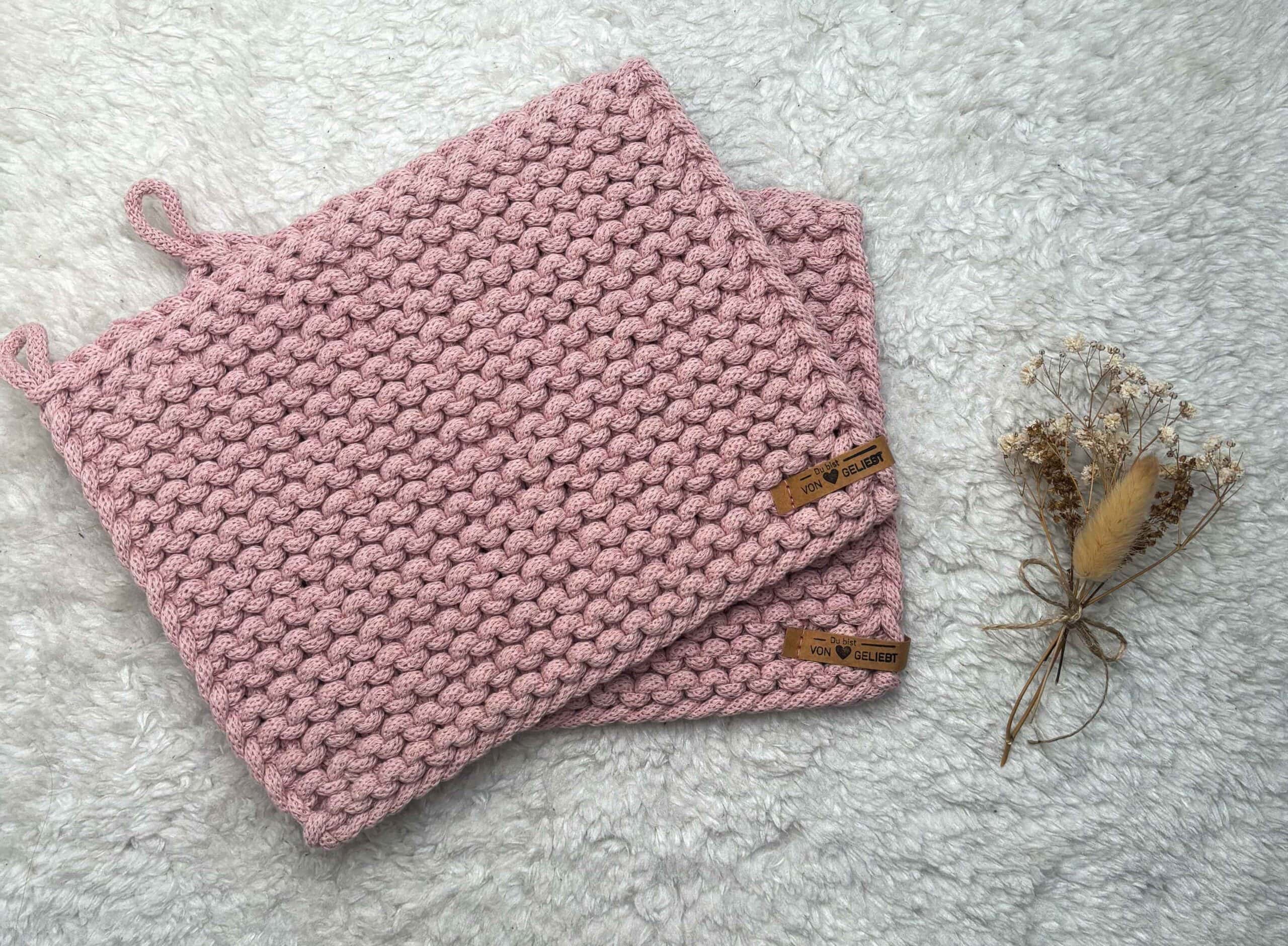 Topflappen - extra dick 15 Gemütliche rosa gehäkelte Babydecken, ideal für christliche Eltern, nachhaltige Geschenke.