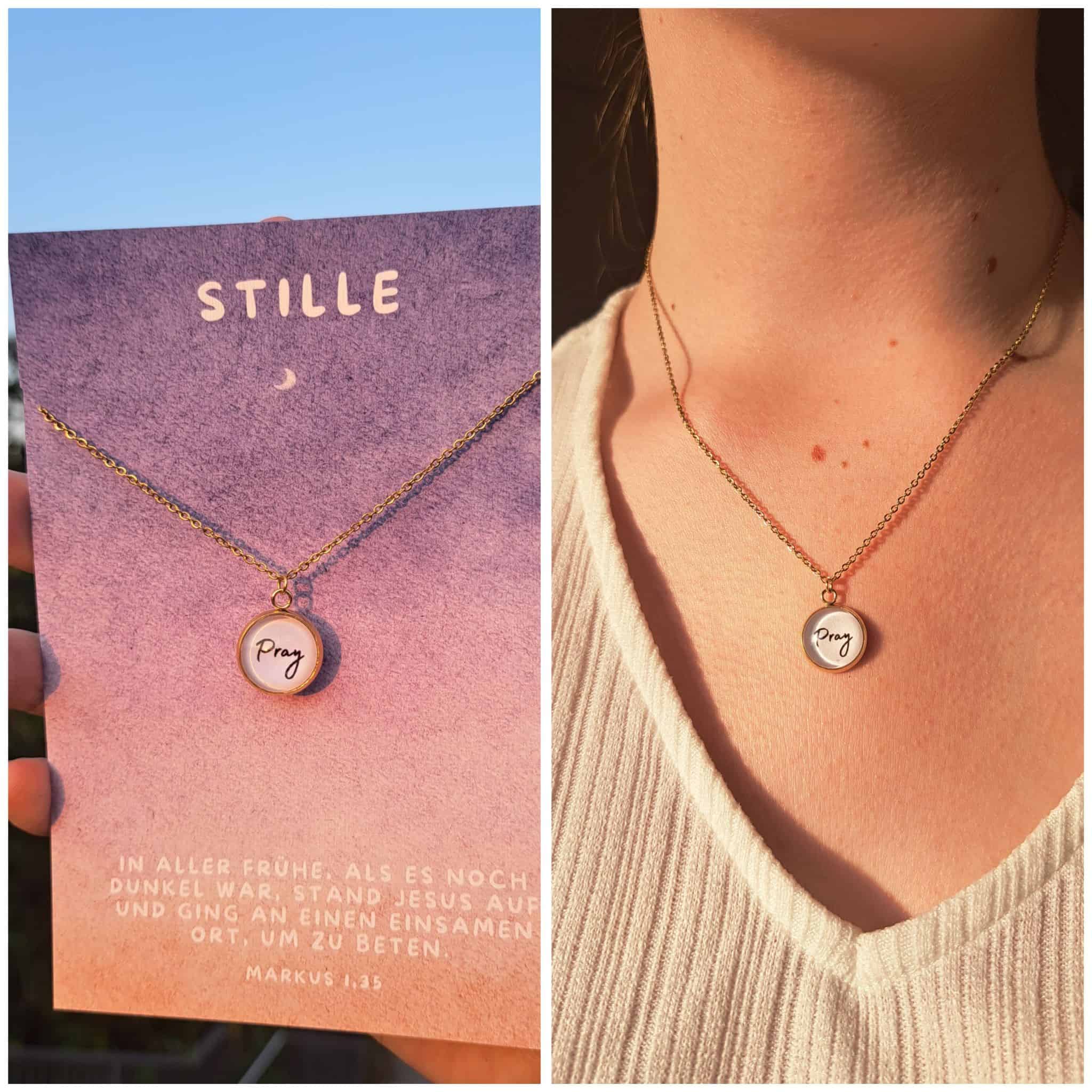 Halskette "Stille" 2 Stille Schmuck mit “Pray” Anhänger für christlichen Glauben.