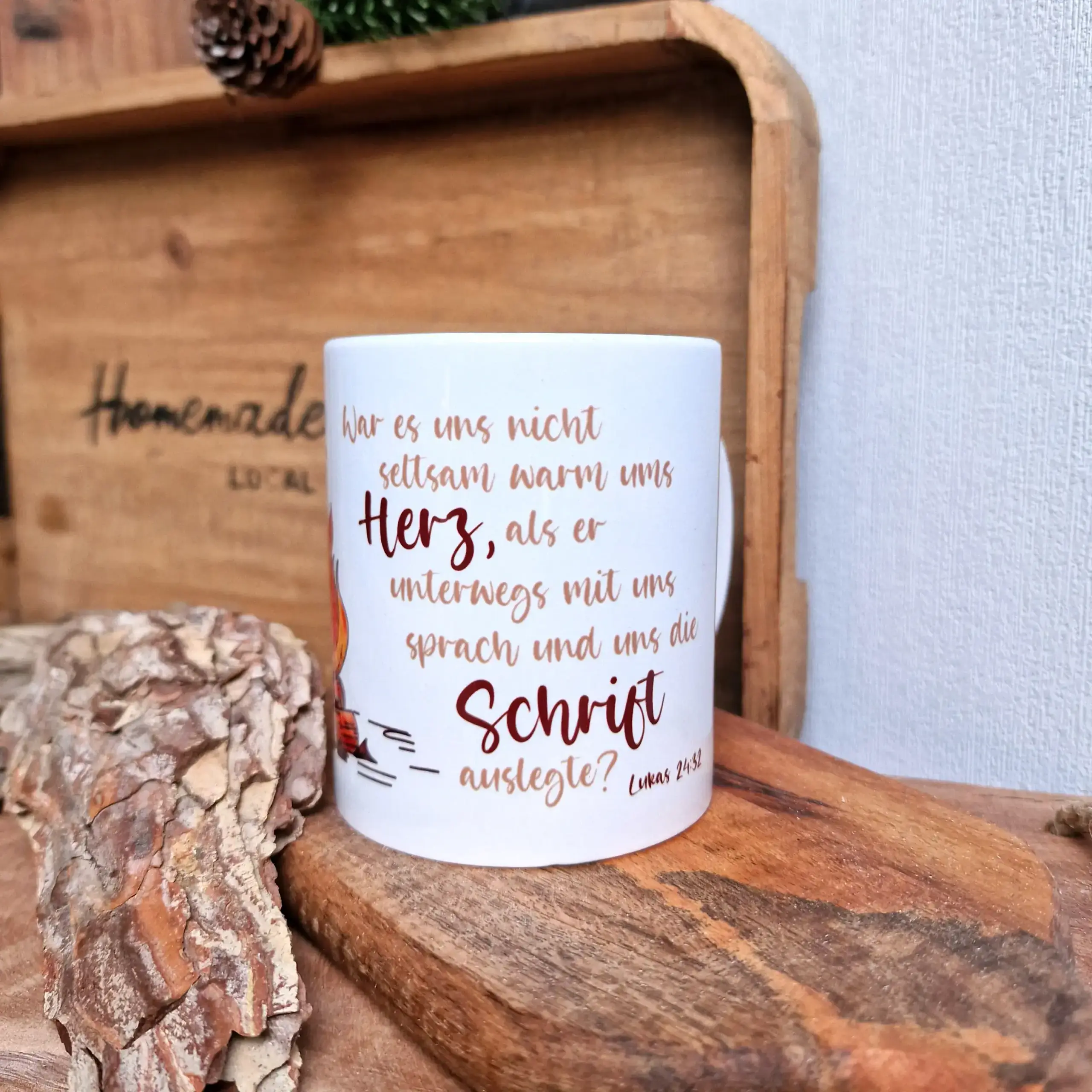 Warm ums Herz | Lukas 24, 32 | Tasse | Bibelvers | Glaube | Lagerfeuer | Jesus | Gott | Bibel | Cup | Mug | Kaffee | Christlich | Geschenk 5 Lebensnahes Bibelzitat auf Kaffeetasse, christliche Botschaft, Geschenkideen für Christen.