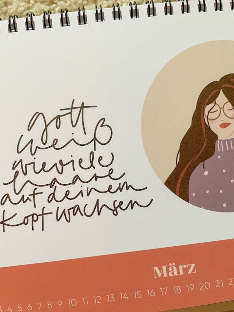 Kalender "geliebtes Kind" 5 Inspirierendes christliches Zitat auf Kalenderseite, religiöser Kalender, christliche Botschaft.