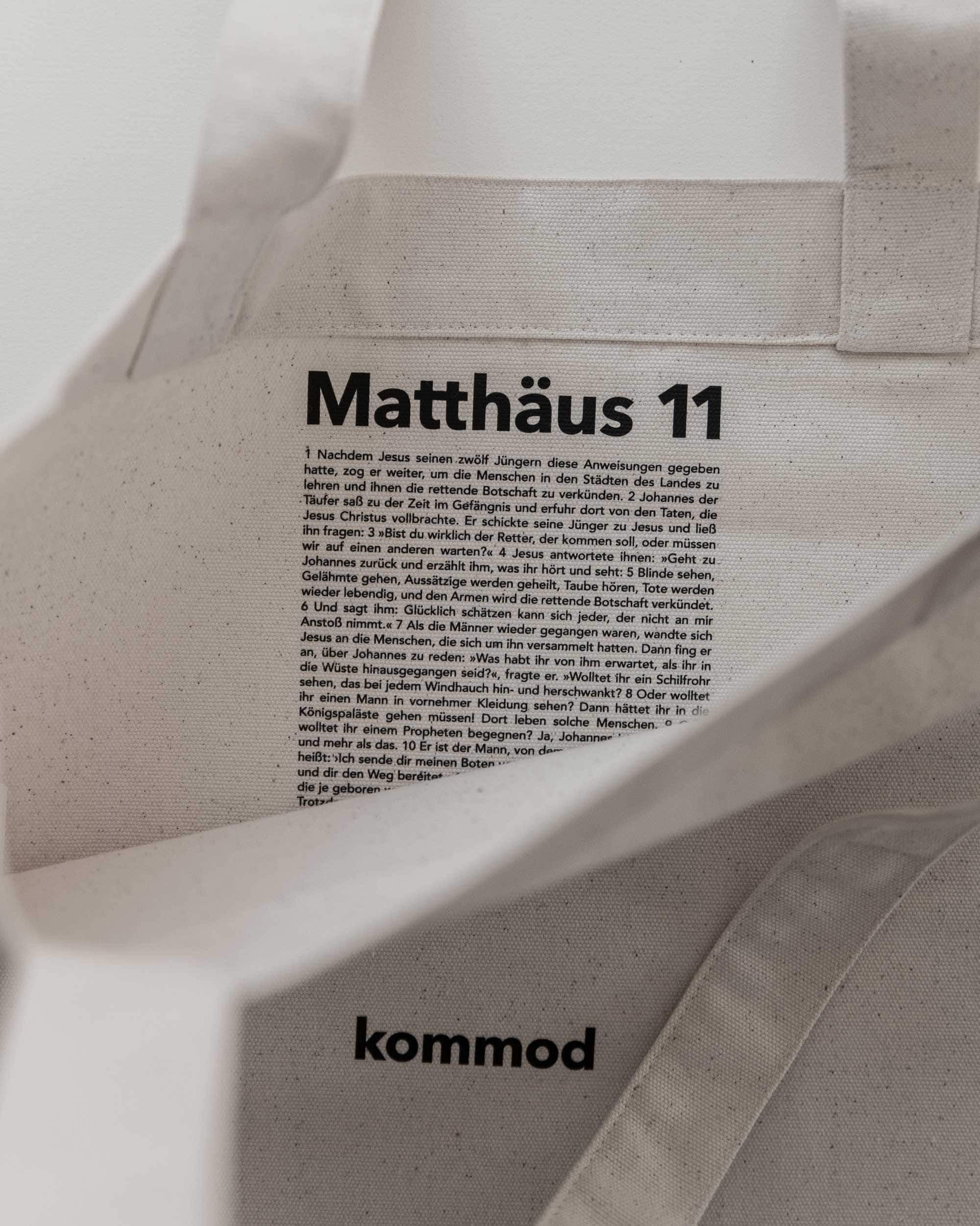 kommod / stofftasche / matthäus11 12 Moderne christliche Tasche mit Bibelvers, nachhaltiges Modeaccessoire, christliches Design.