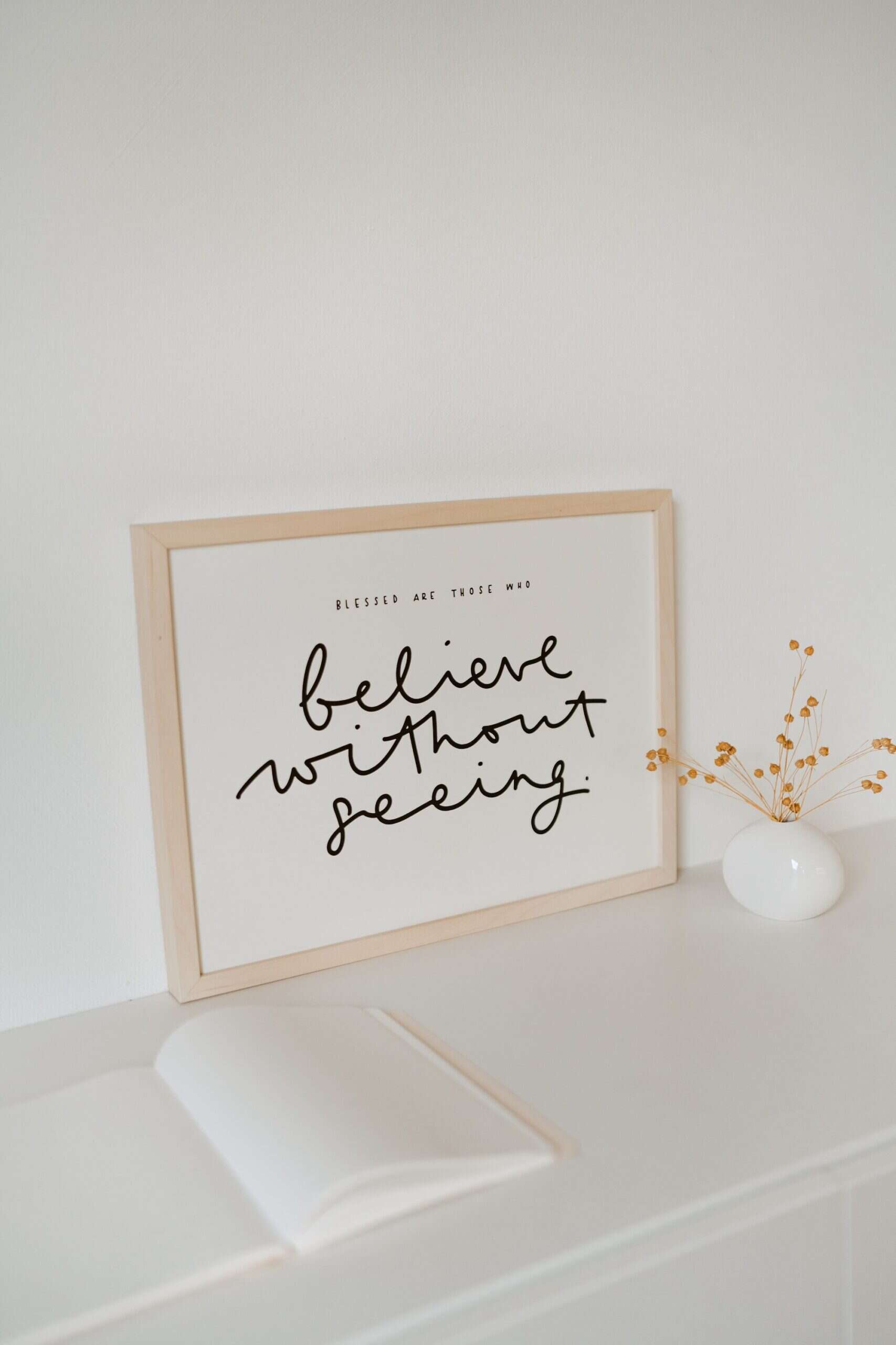 Poster A3 BELIEVE WITHOUT SEEING 2 Inspirierende christliche Wanddekoration mit Zitat, moderne Wohnkultur, Glaubenszitate, christliche Inspiration, Dekor für das Zuhause.