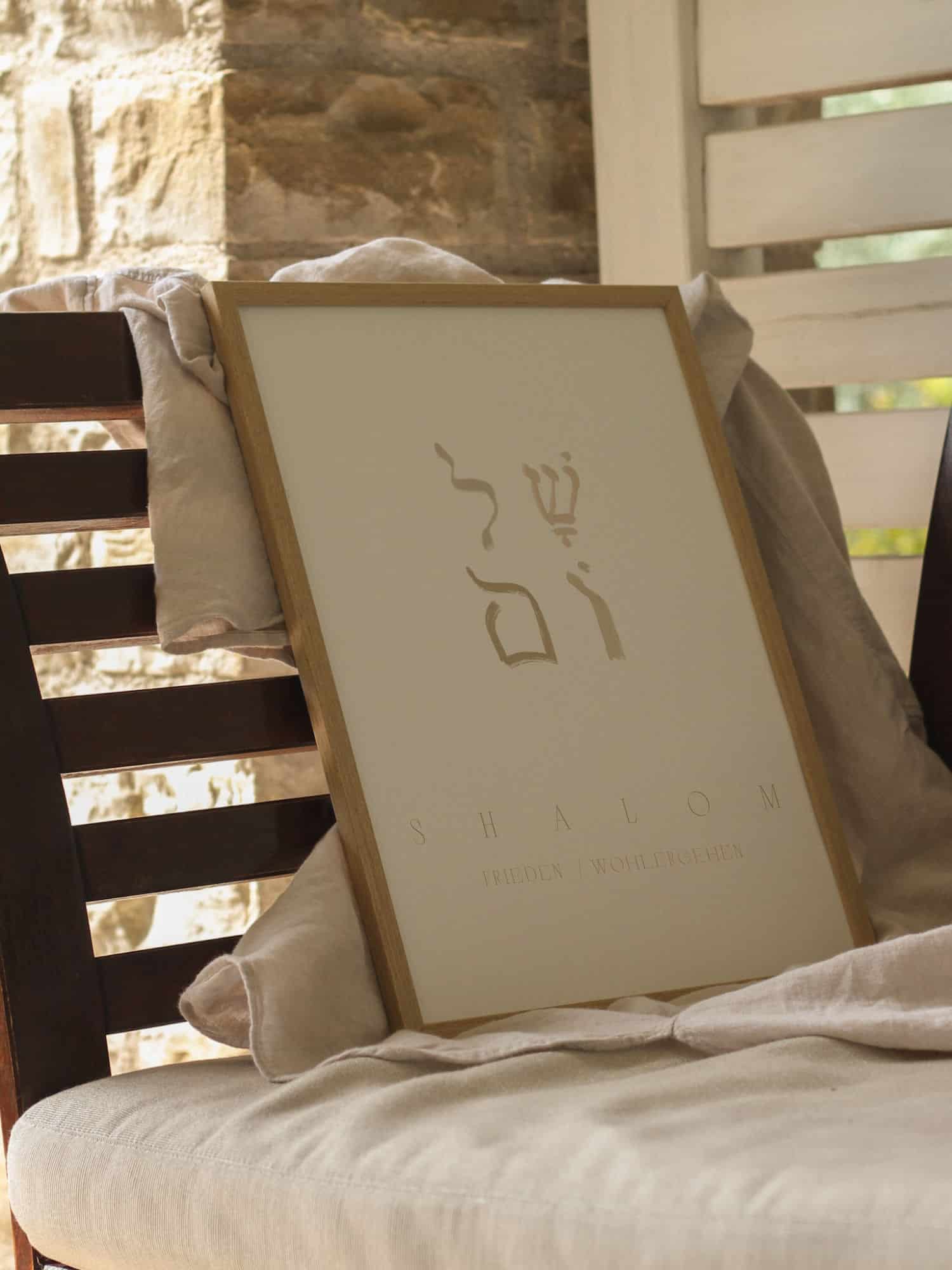 Poster "Shalom" 14 Segensbilde mit Damhirsch, christliches Dekor, religiöses Wandbild, christliche Wohndeko.