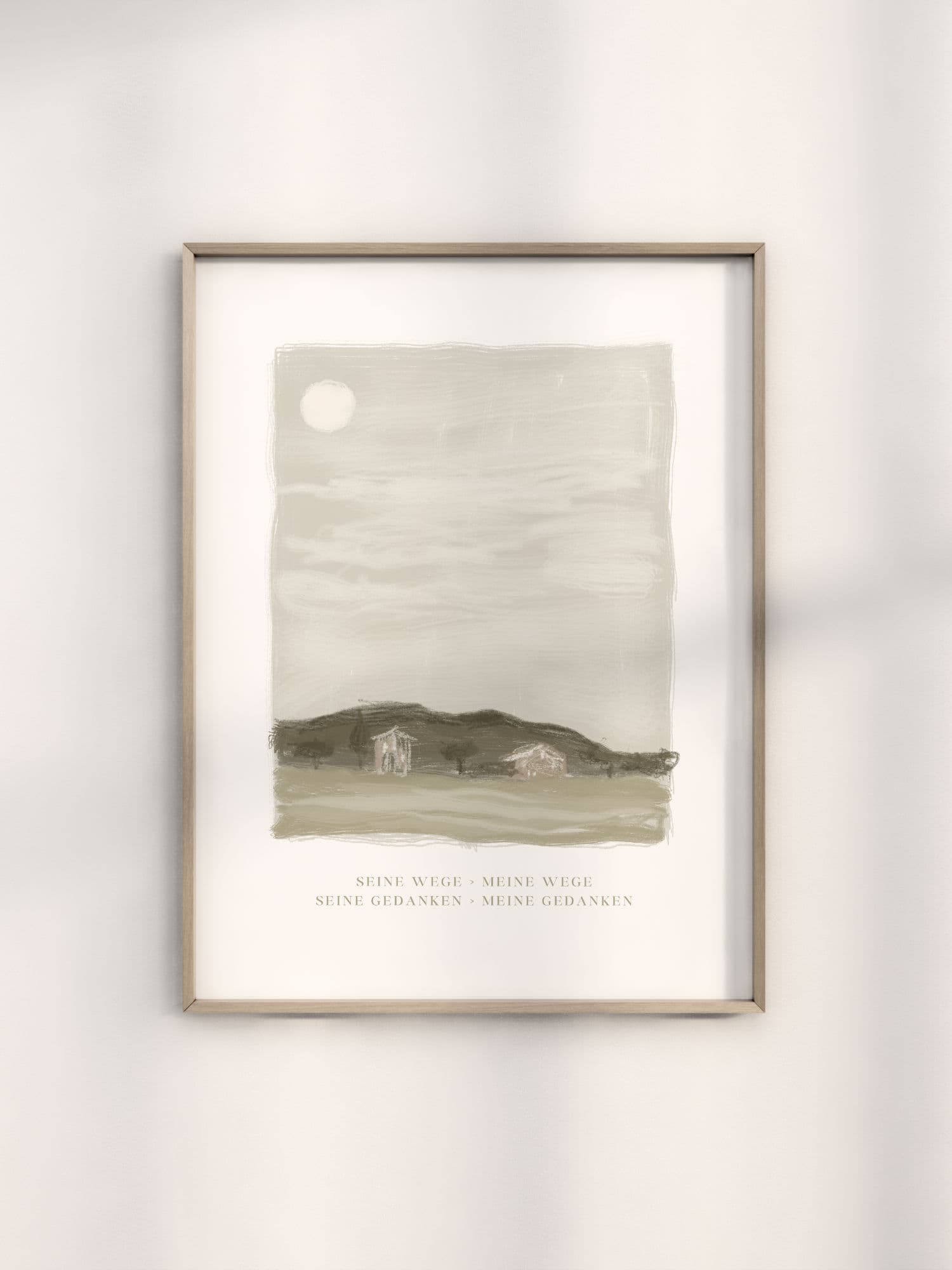Himmlisches Wandbild mit spirituellen Zitaten und Naturmotiv, christliche Kunstdeko, christliche Geschenke.