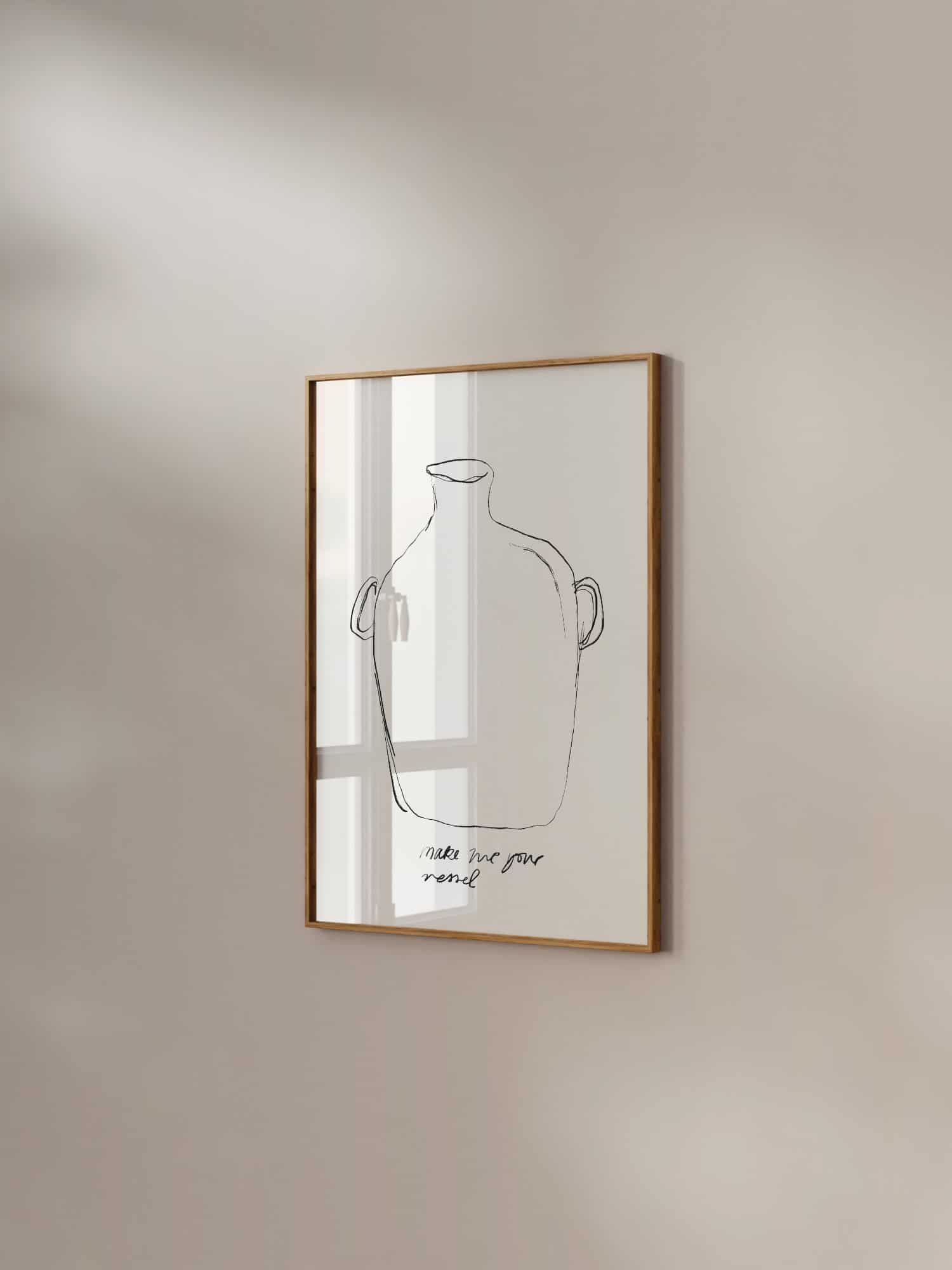Poster "Make me your vessel" 13 Minimalistisches Kunstwerk mit Bibelzitat auf whiteboard im Raum, christliche Dekoration, Spiritualität, christliche Botschaft.
